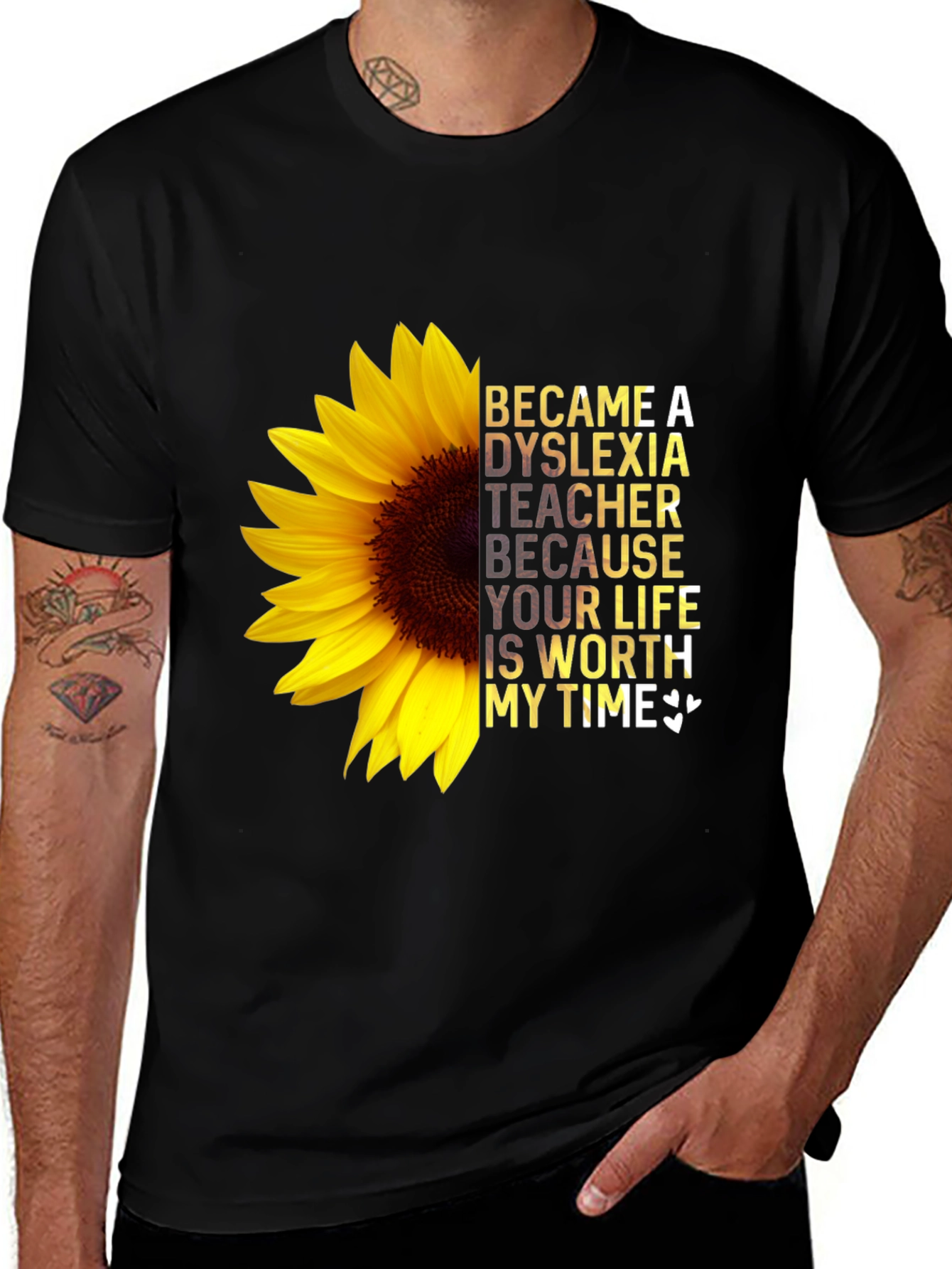 Variant 19 of Dyslexia Teacher Sunflower Graphic T-Shirt