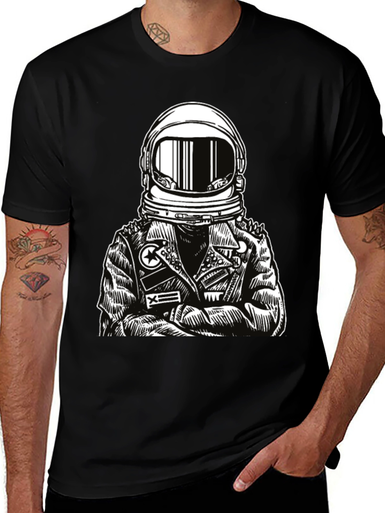 Variant 13 of Astronaut Graphic Tee - Edgy Space Style
