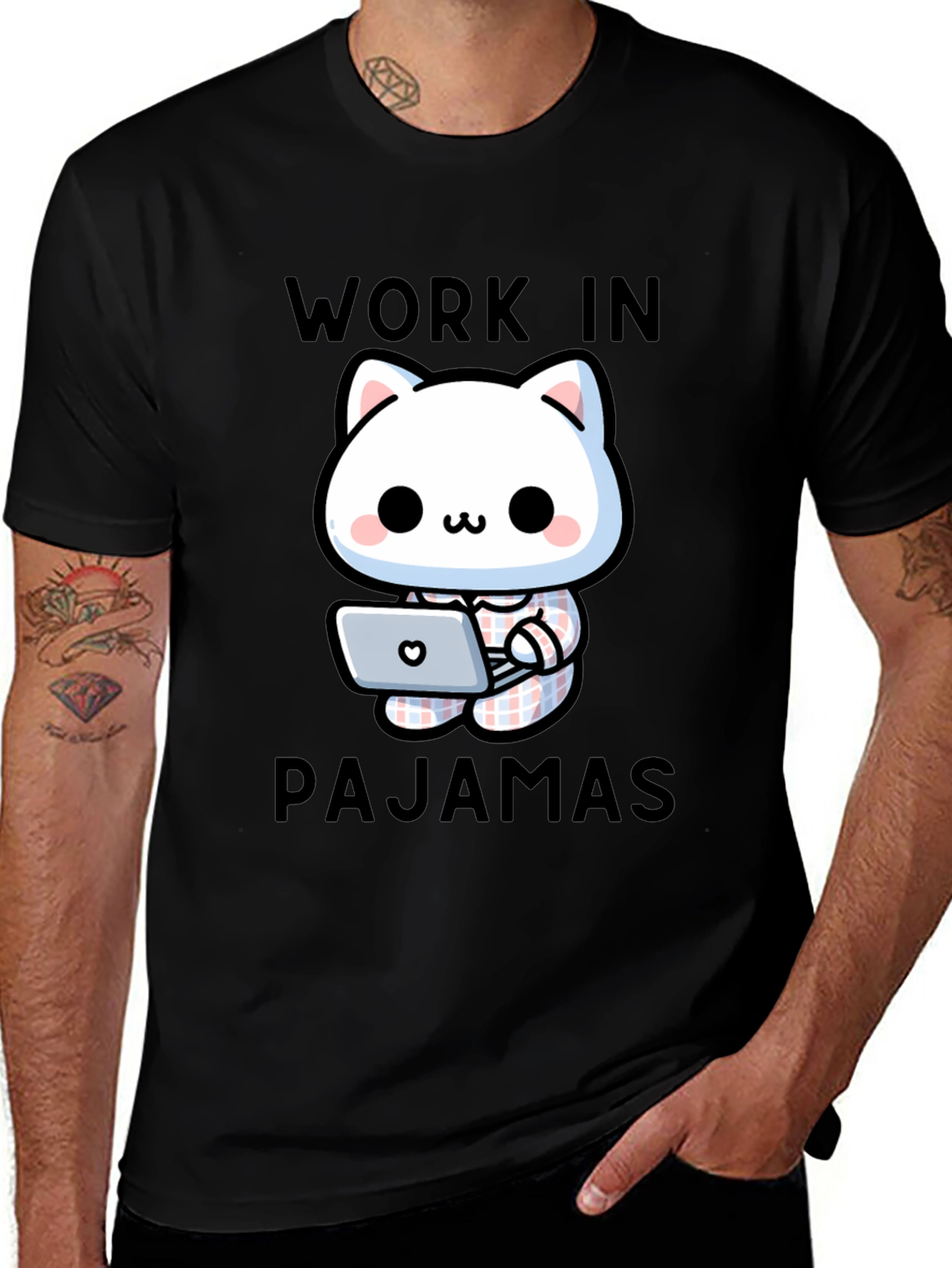 Variant 28 of Work In Pajamas Cat T-Shirt