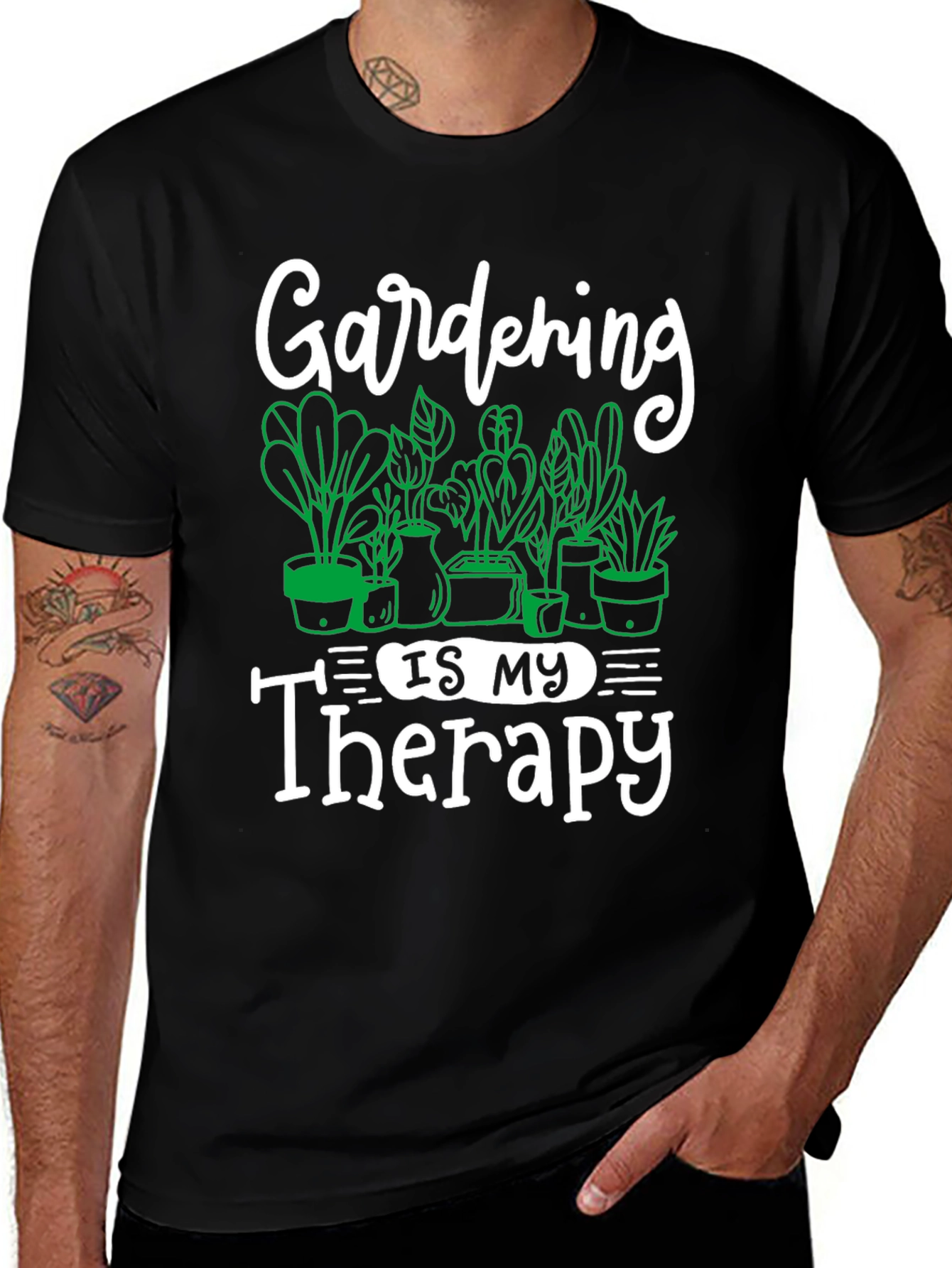 Variant 11 of Gardening is My Therapy Black T-Shirt