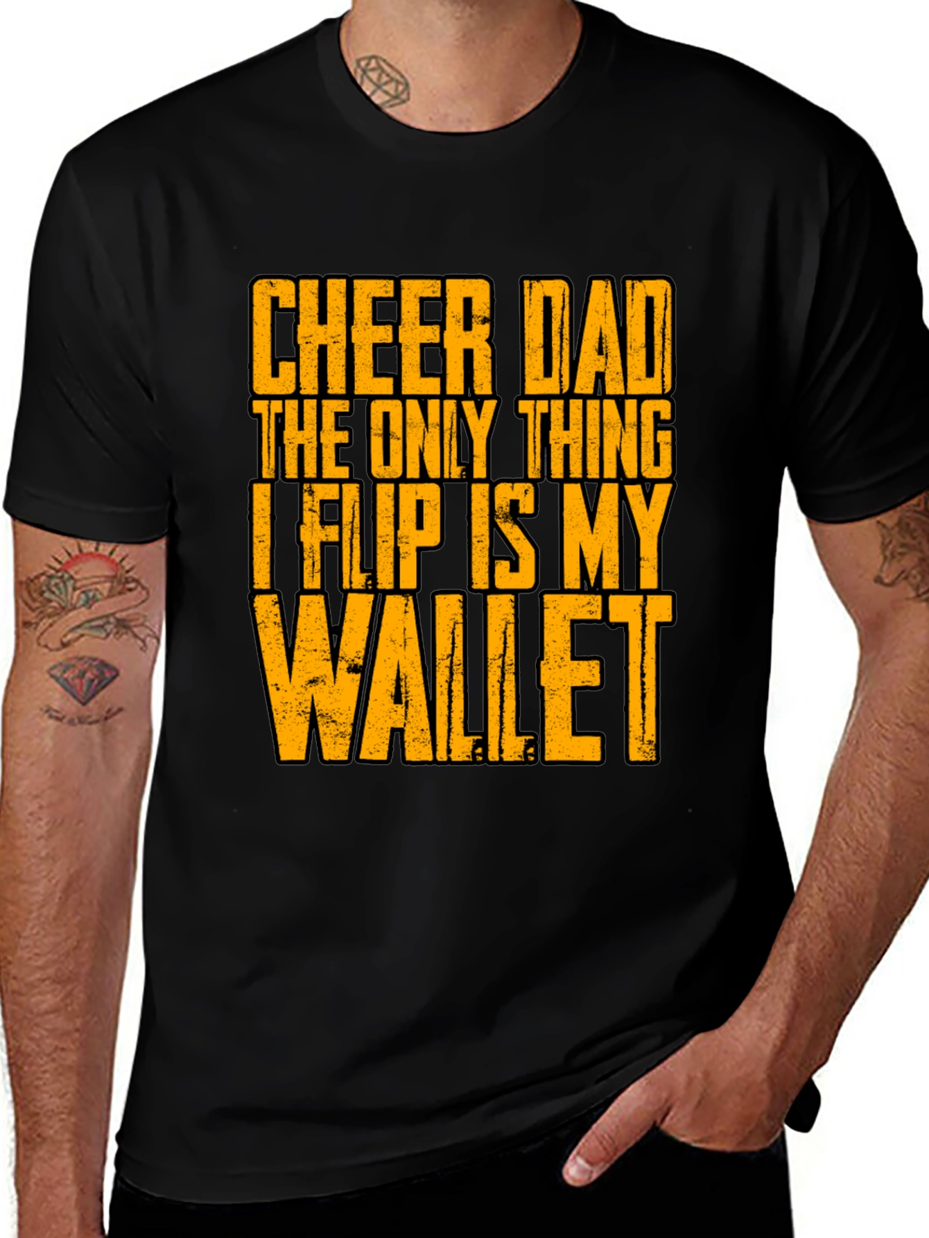 Variant 7 of Cheer Dad Wallet Flip Graphic Tee - Gift for Supportive Fathers