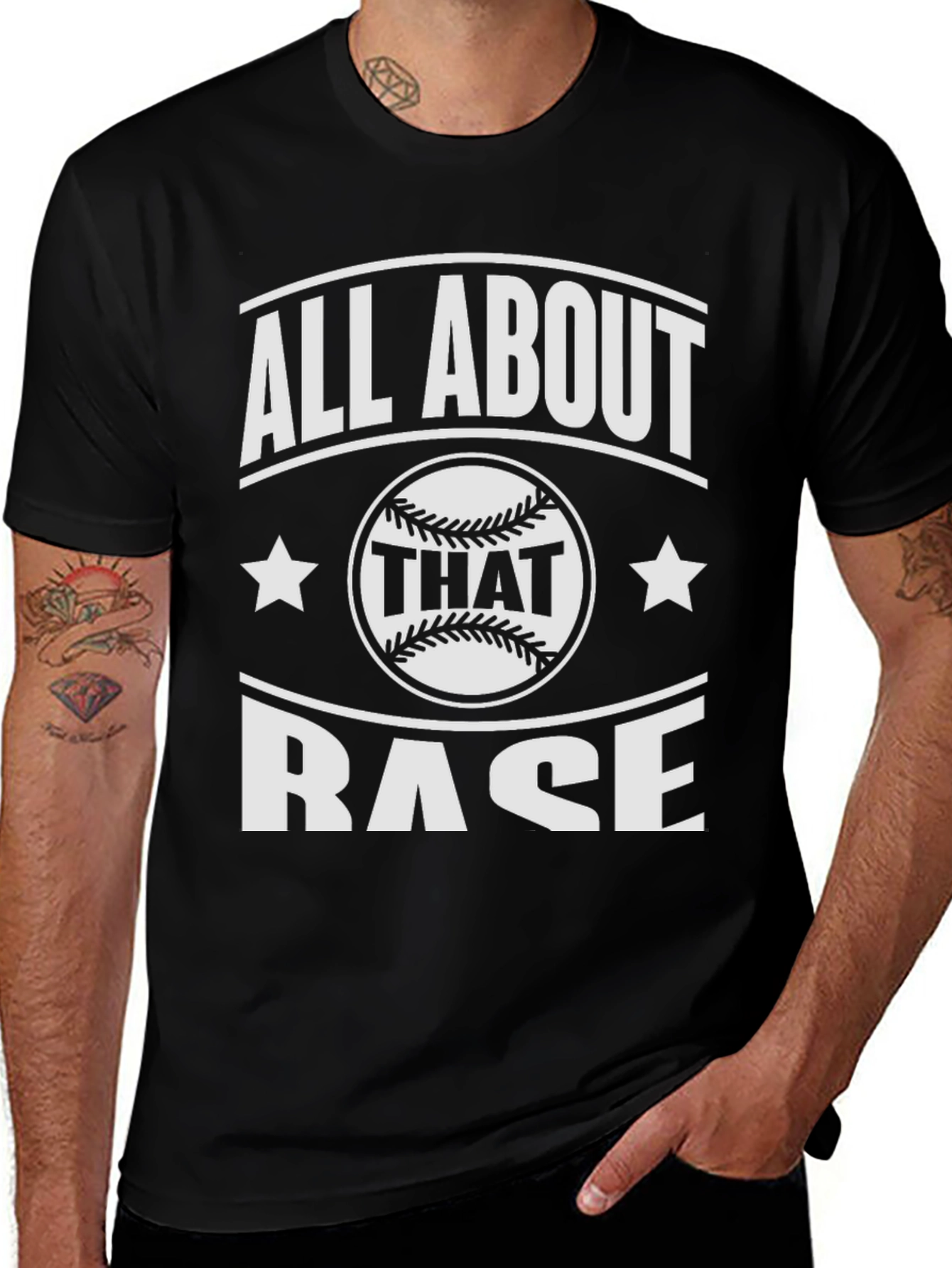 Black All About That Base Baseball T-Shirt main image