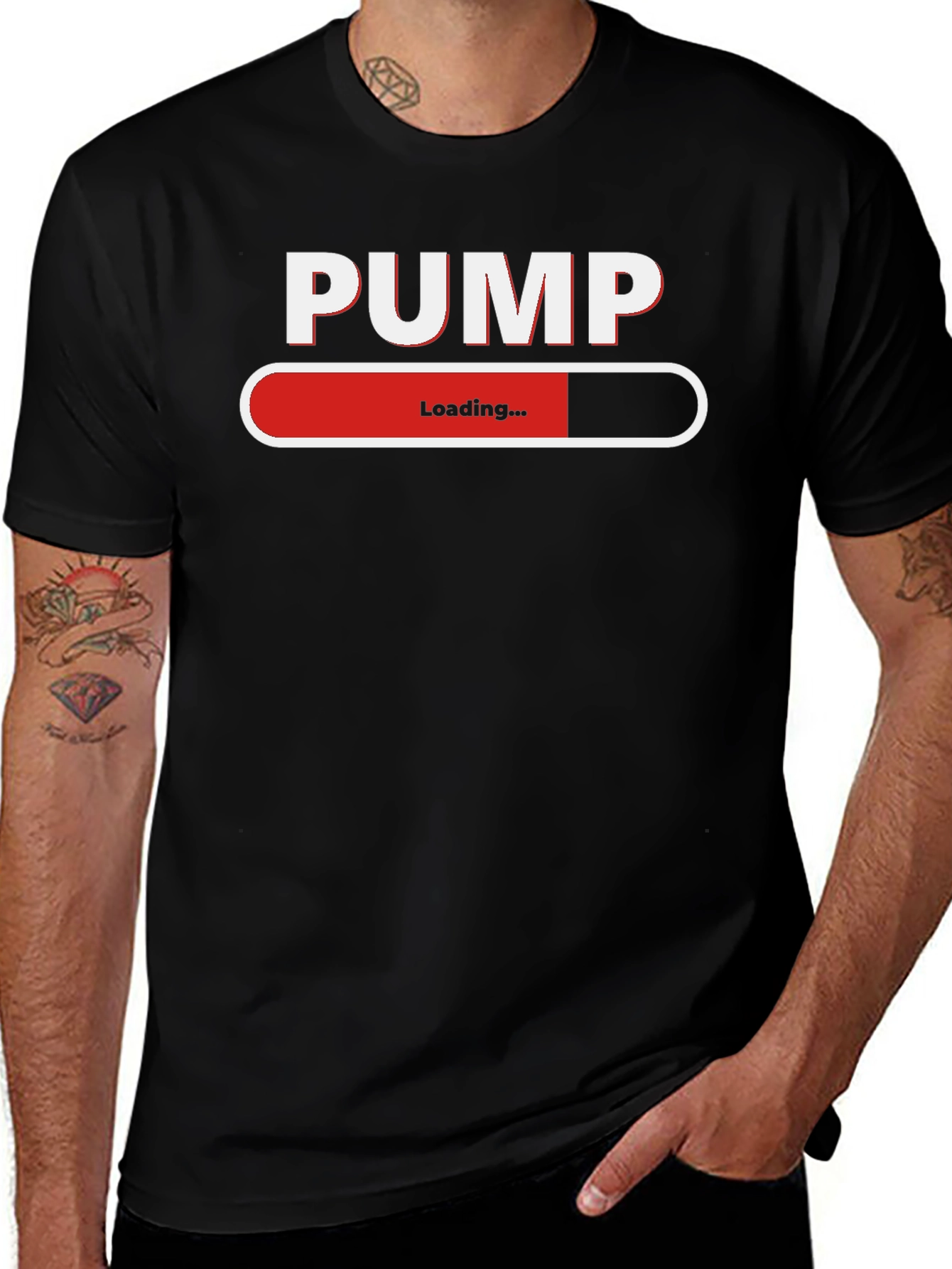 Variant 23 of PUMP Loading Black T-Shirt - Gym & Workout Apparel
