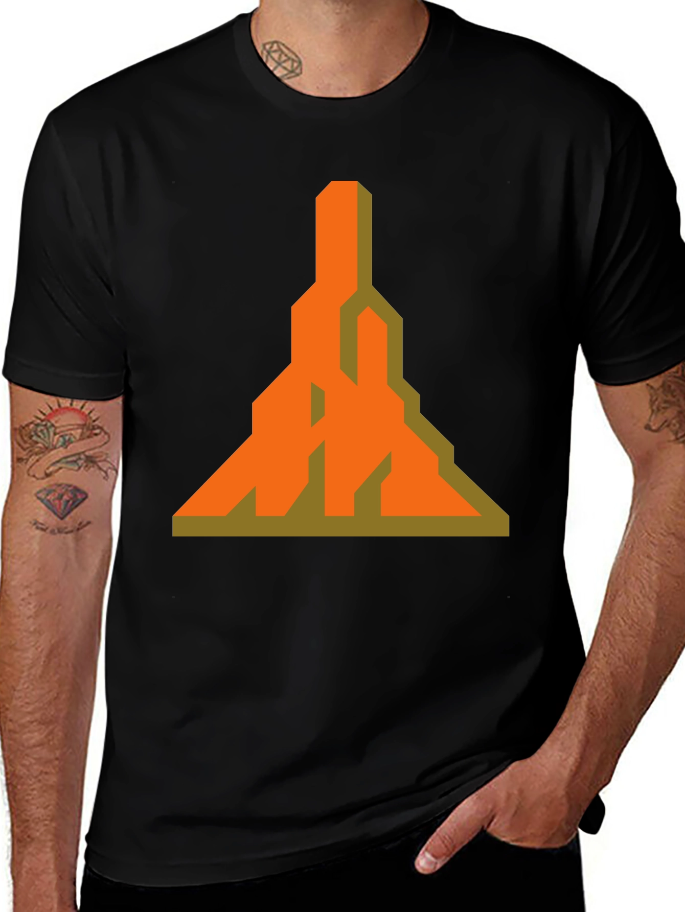 Variant 27 of Geometric Graphic Tee - Unique Orange Design
