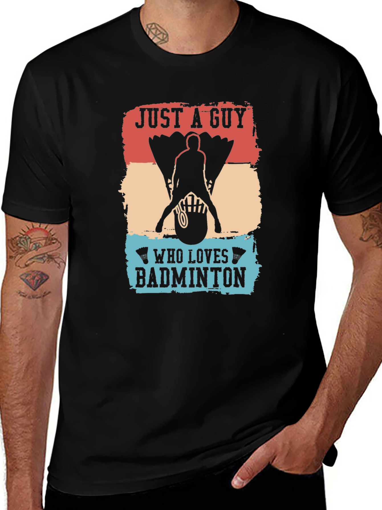 Variant 6 of Just A Guy Who Loves Badminton Graphic T-Shirt