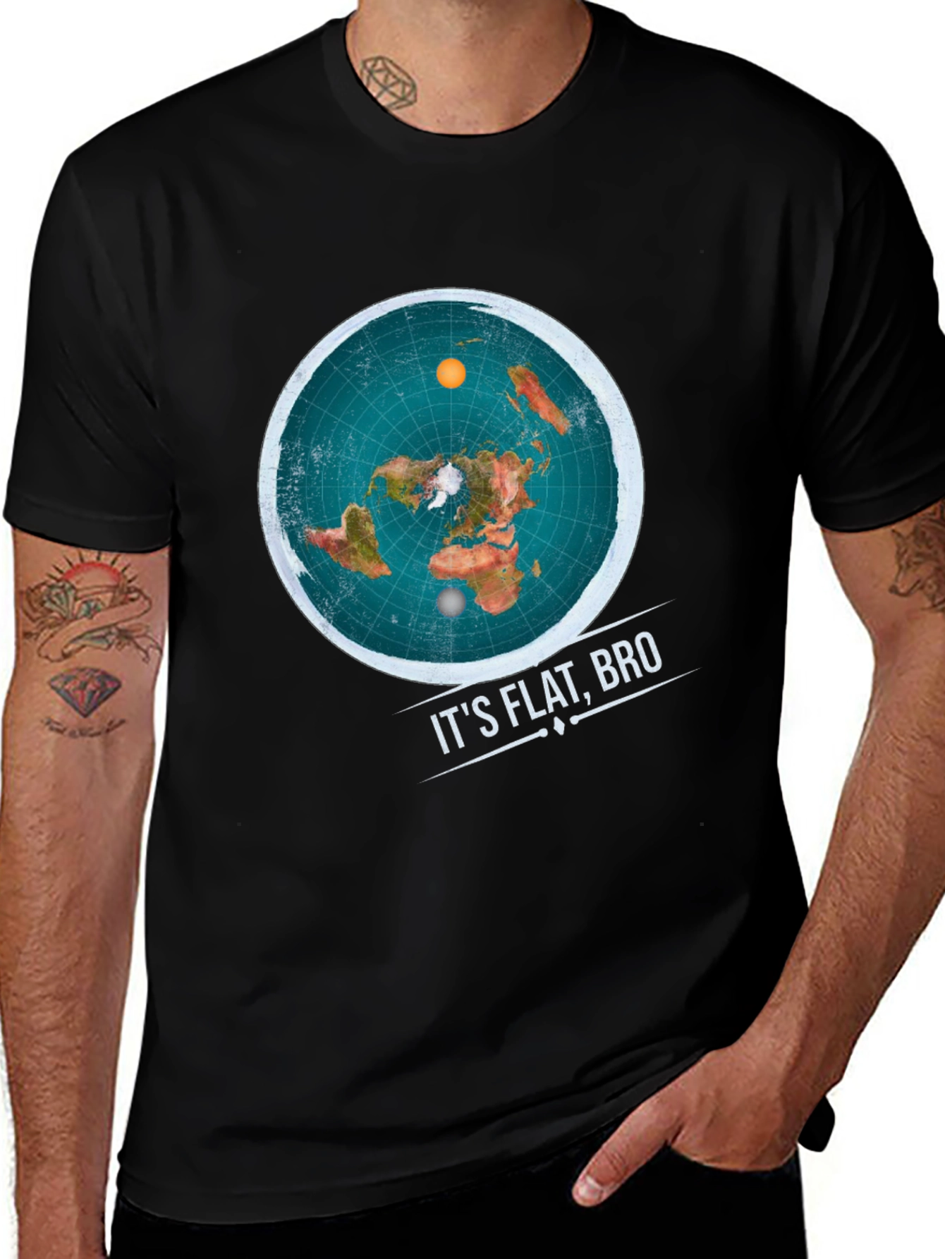 Variant 17 of Flat Earth T-Shirt - It's Flat, Bro!