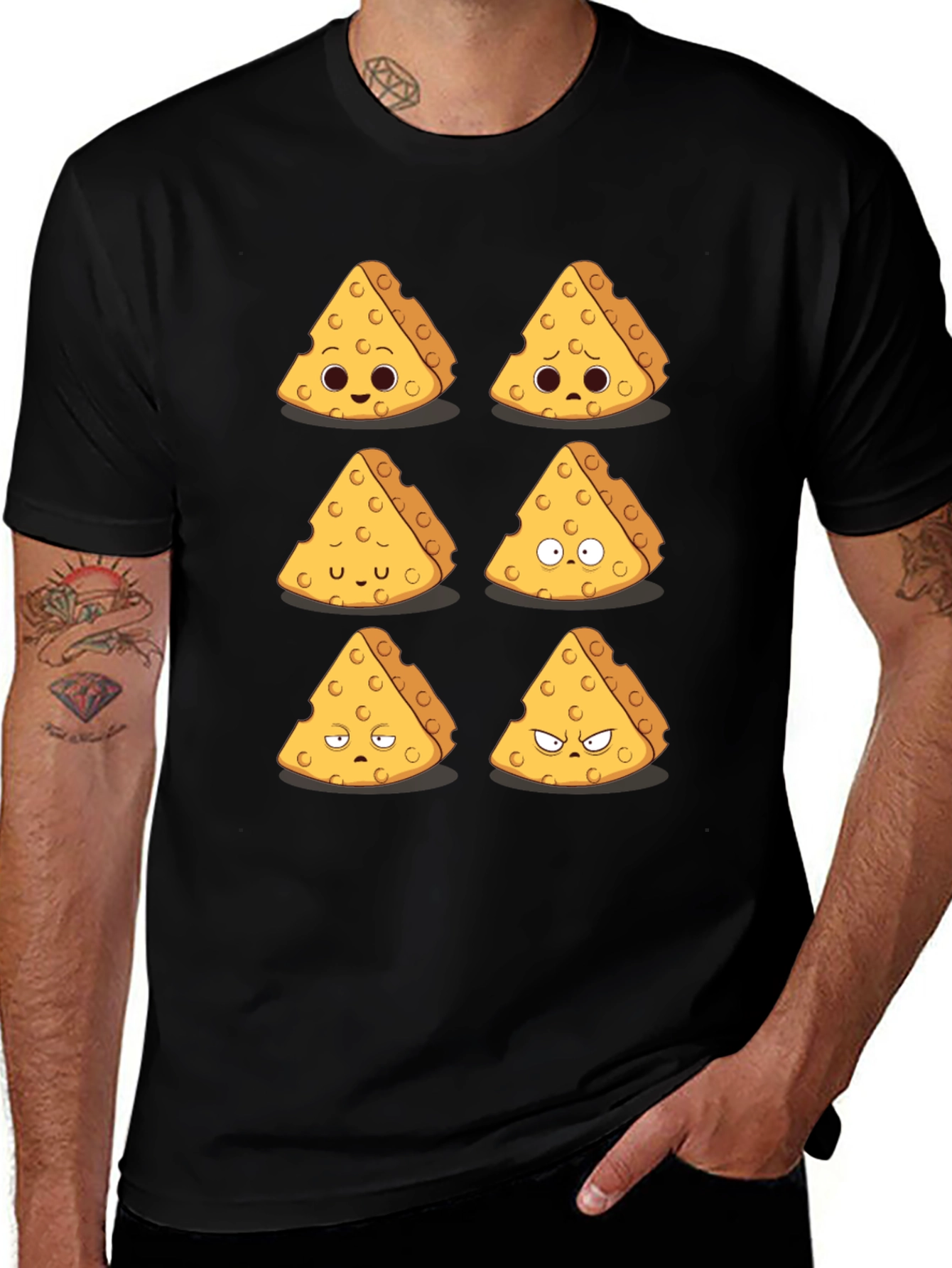 Variant 20 of Funny Cheese Expression T-Shirt - Black