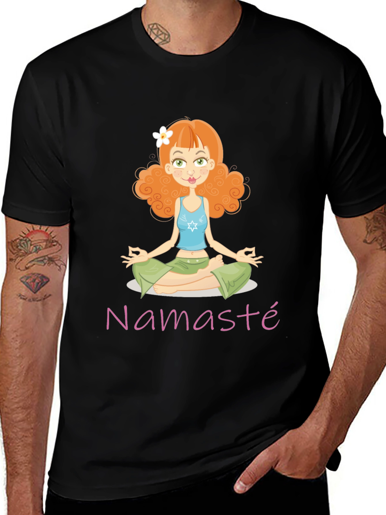 Variant 23 of Namaste Cartoon Girl Yoga T-Shirt