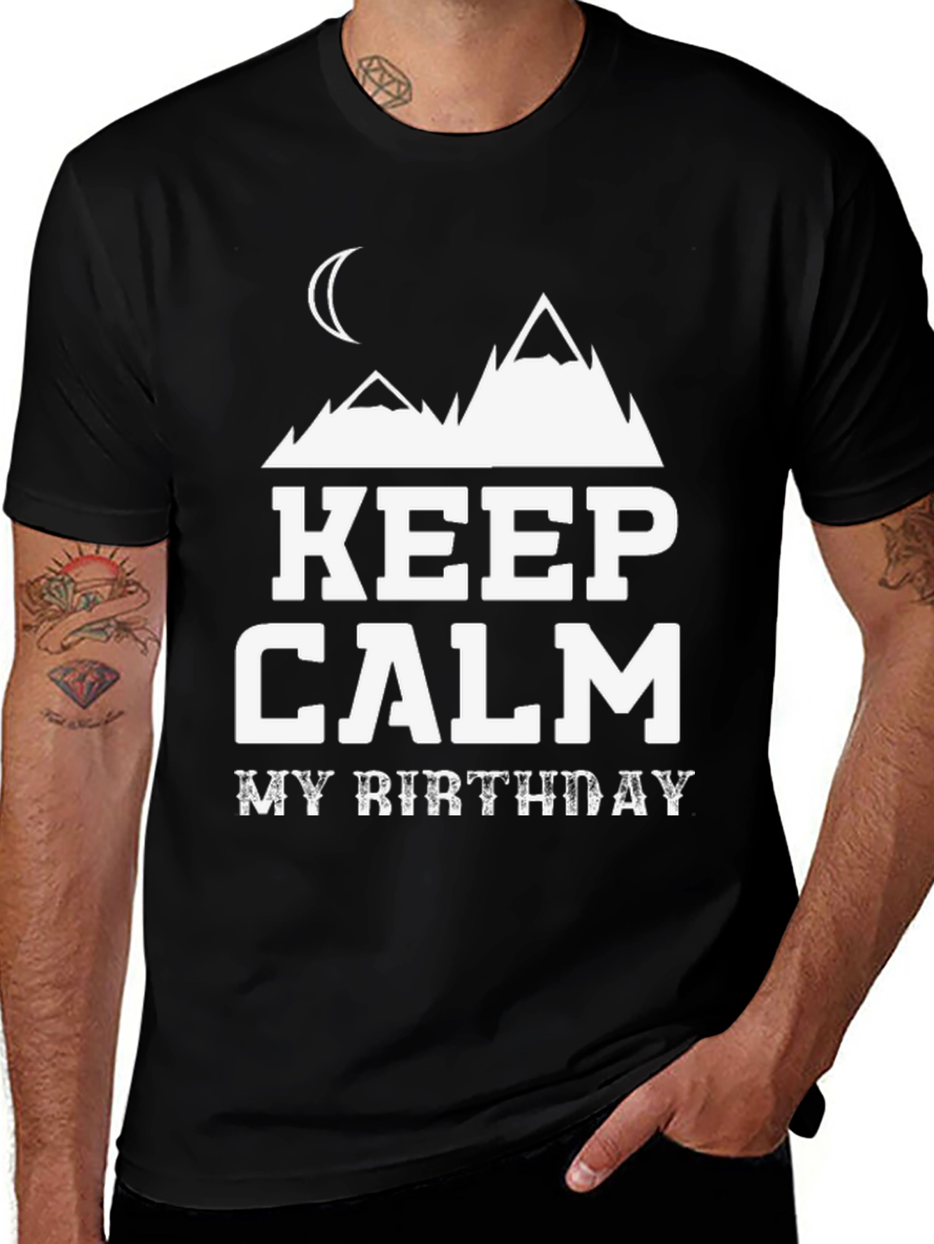 Variant 15 of Keep Calm My Birthday T-Shirt - Men's Black Tee