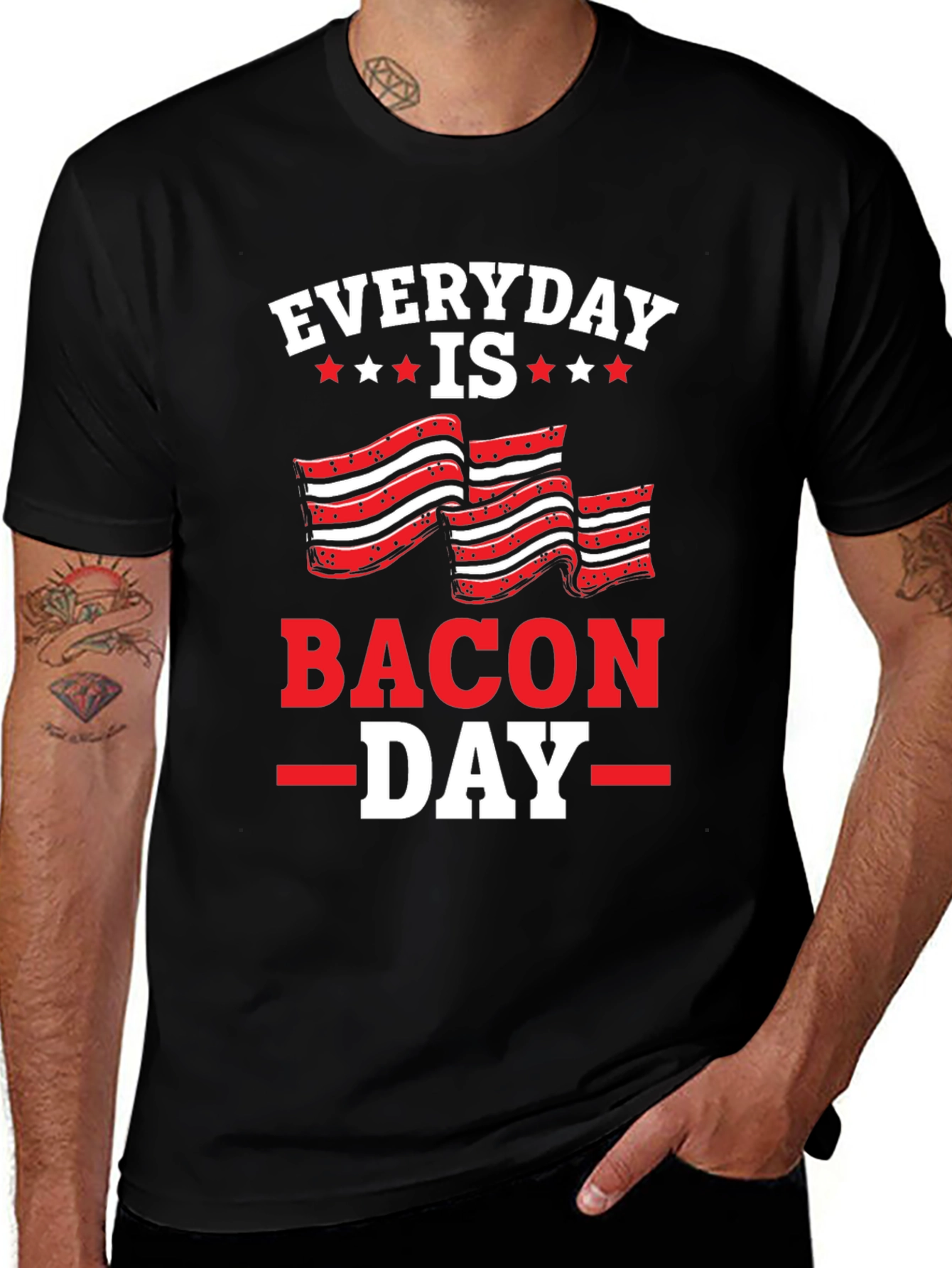 Variant 4 of Everyday Is Bacon Day Black T-Shirt