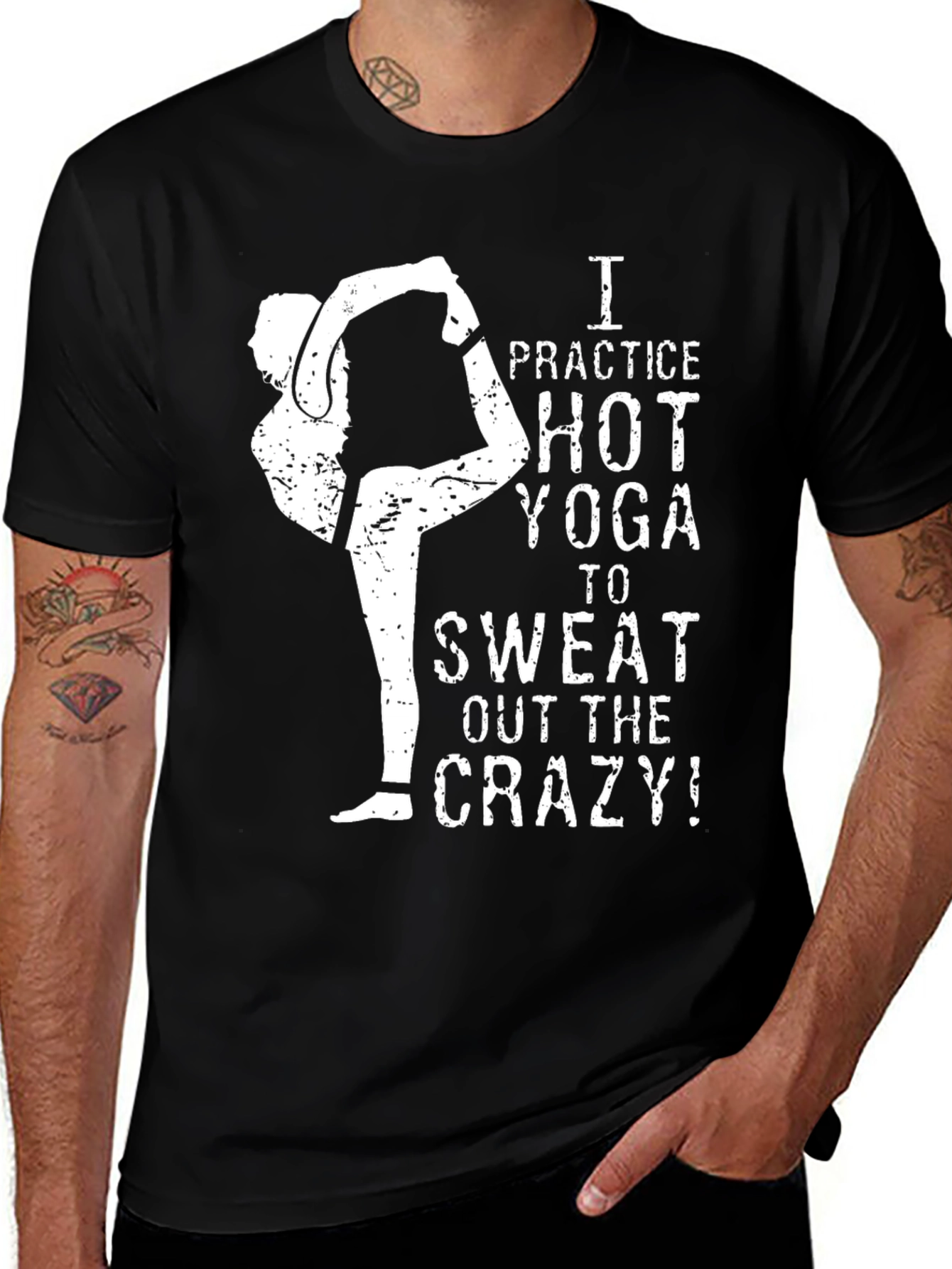 Variant 5 of Yoga Sweat Crazy Graphic Tee - Black
