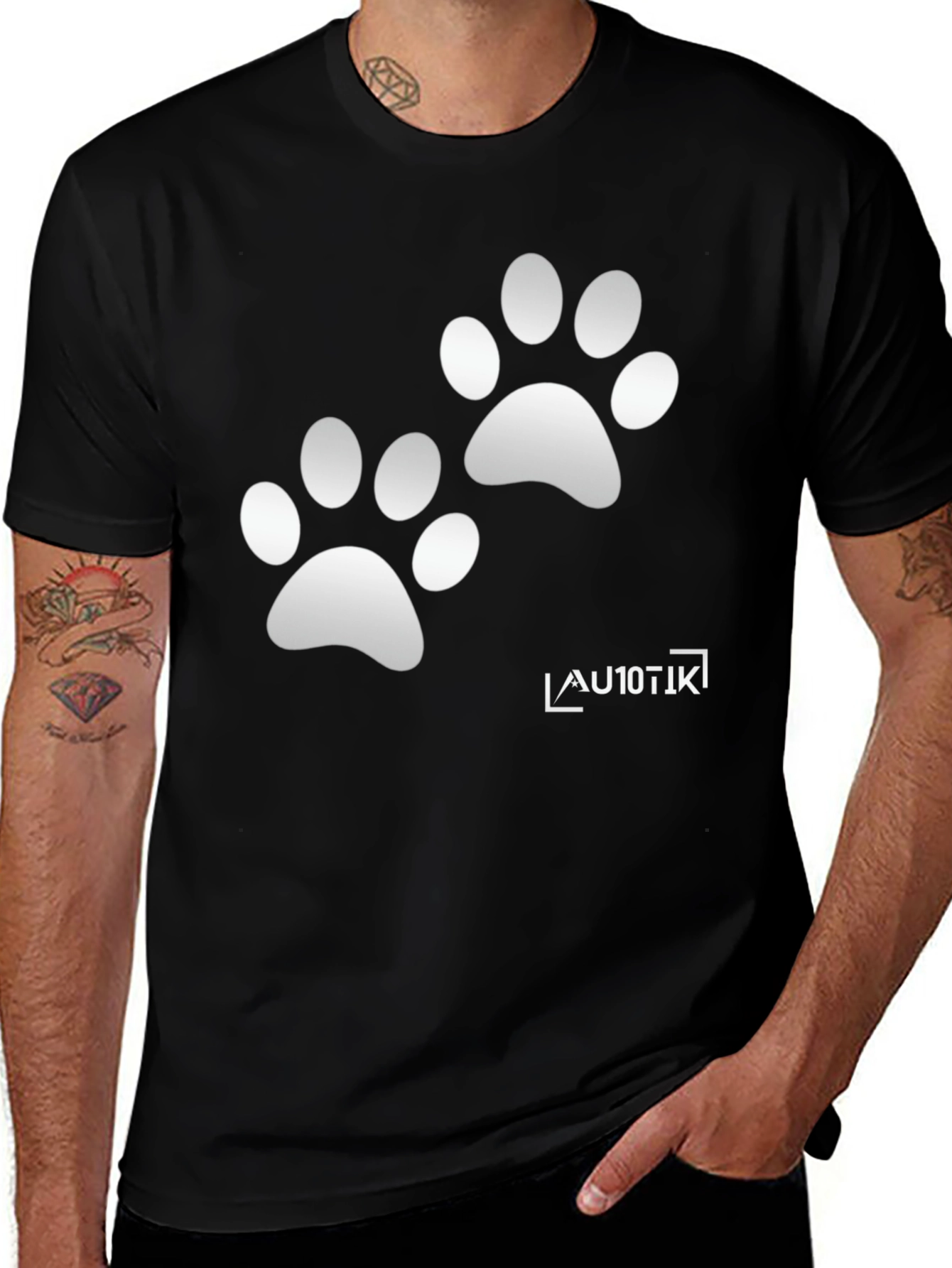 Variant 21 of Cool Black Tee with Paw Prints