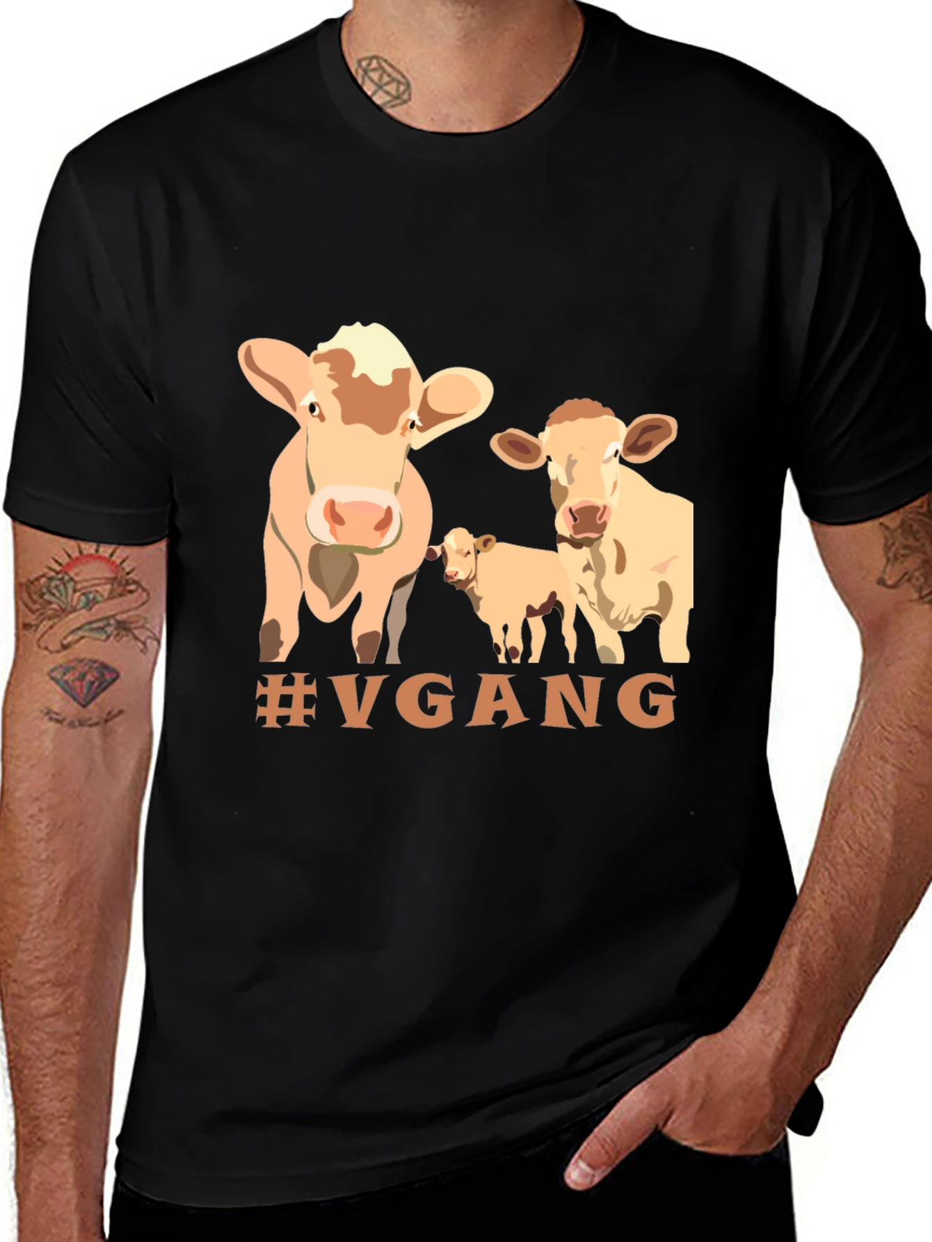 Variant 4 of Vegan Cow T-Shirt - #VGANG - Unisex Black Tee