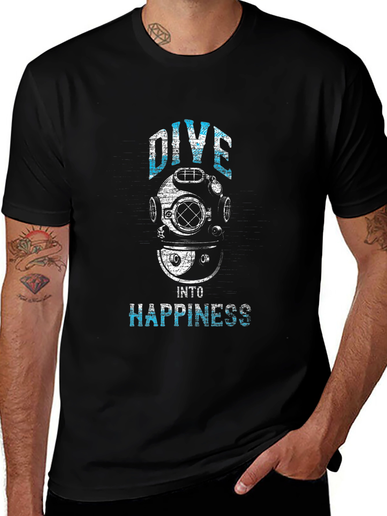 Variant 29 of Dive Into Happiness Graphic Tee - Black