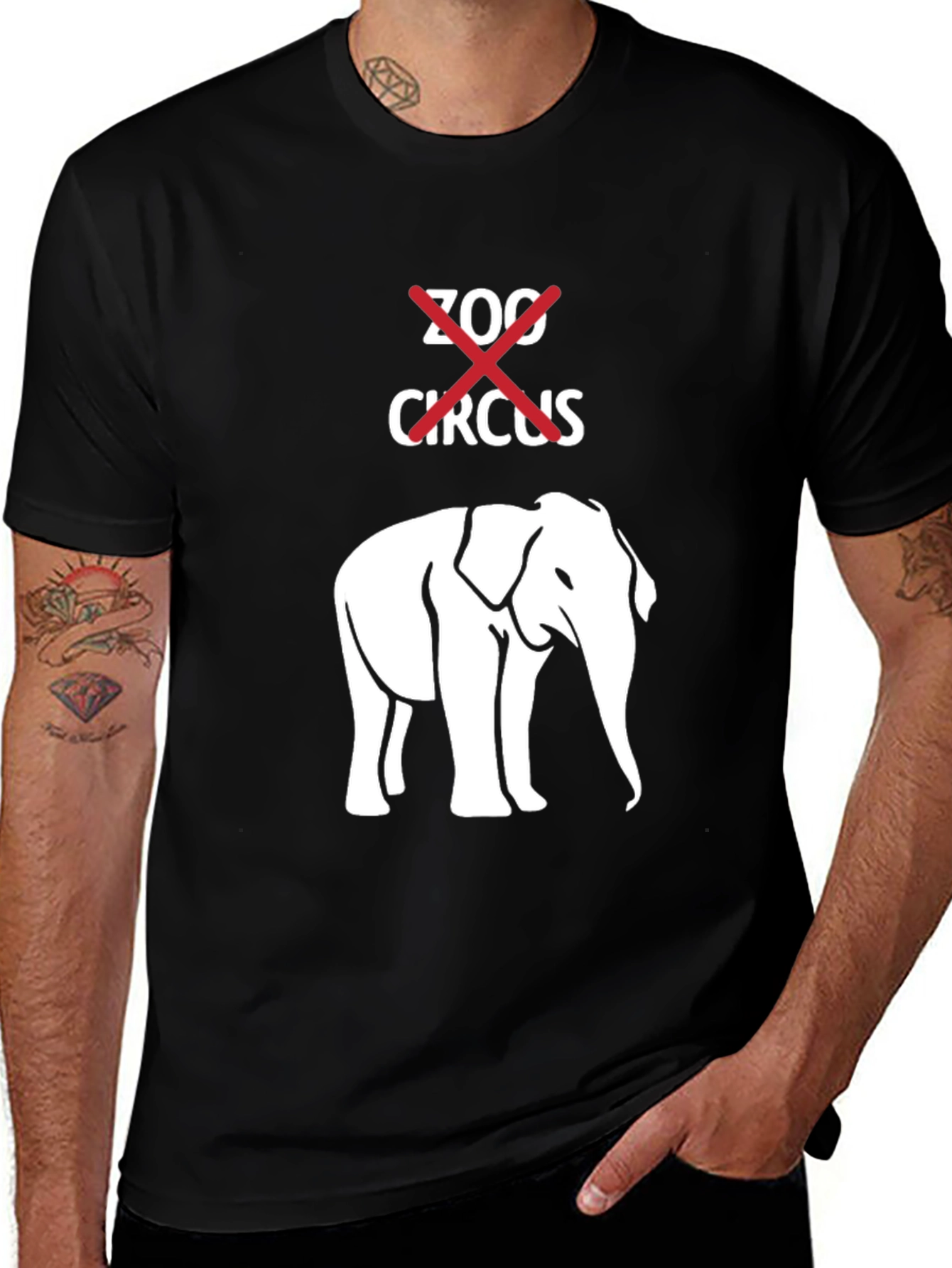 Variant 20 of Elephant Lover Tee: No Zoos, No Circus