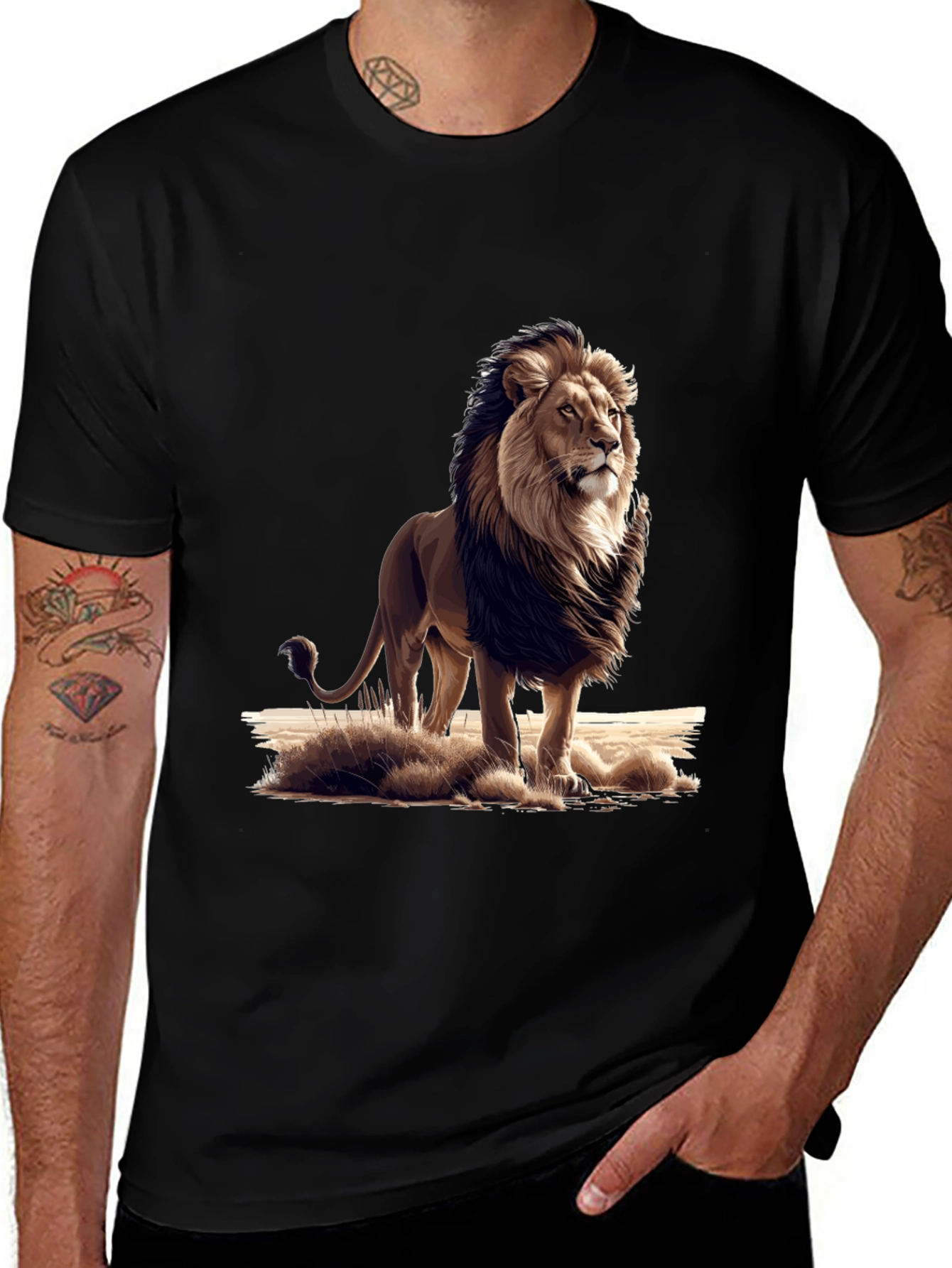 Variant 14 of Lion Graphic Black T-Shirt
