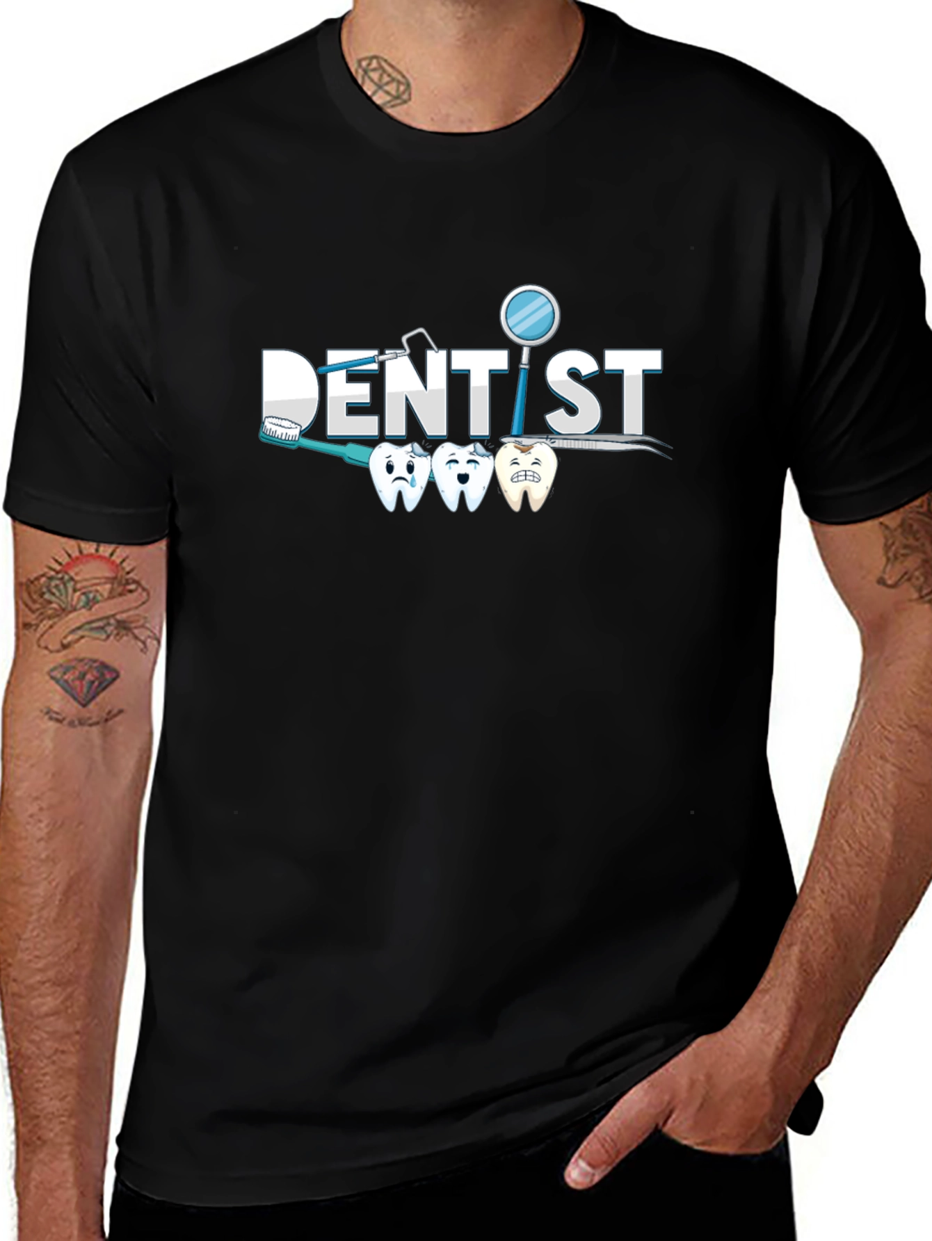 Variant 4 of Dentist T-Shirt - Toothbrush Teeth Hygiene Tee