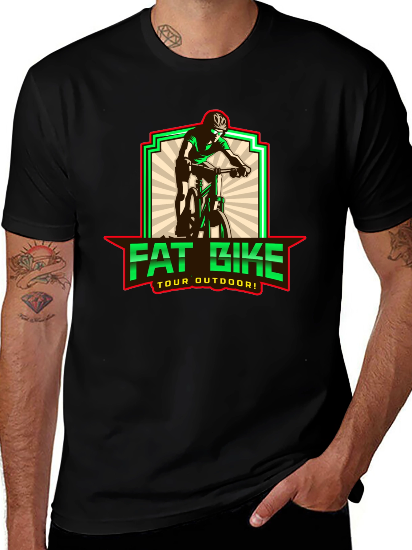 Variant 13 of Fat Bike Tour Outdoors Black Graphic T-Shirt
