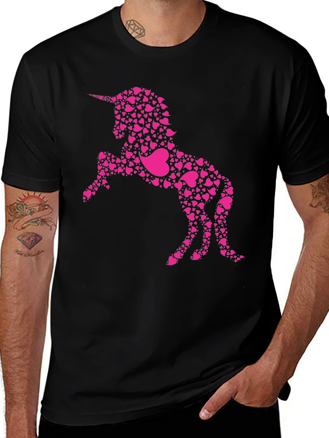 Variant 14 of Heart Unicorn Black Tee - Magical Graphic Print