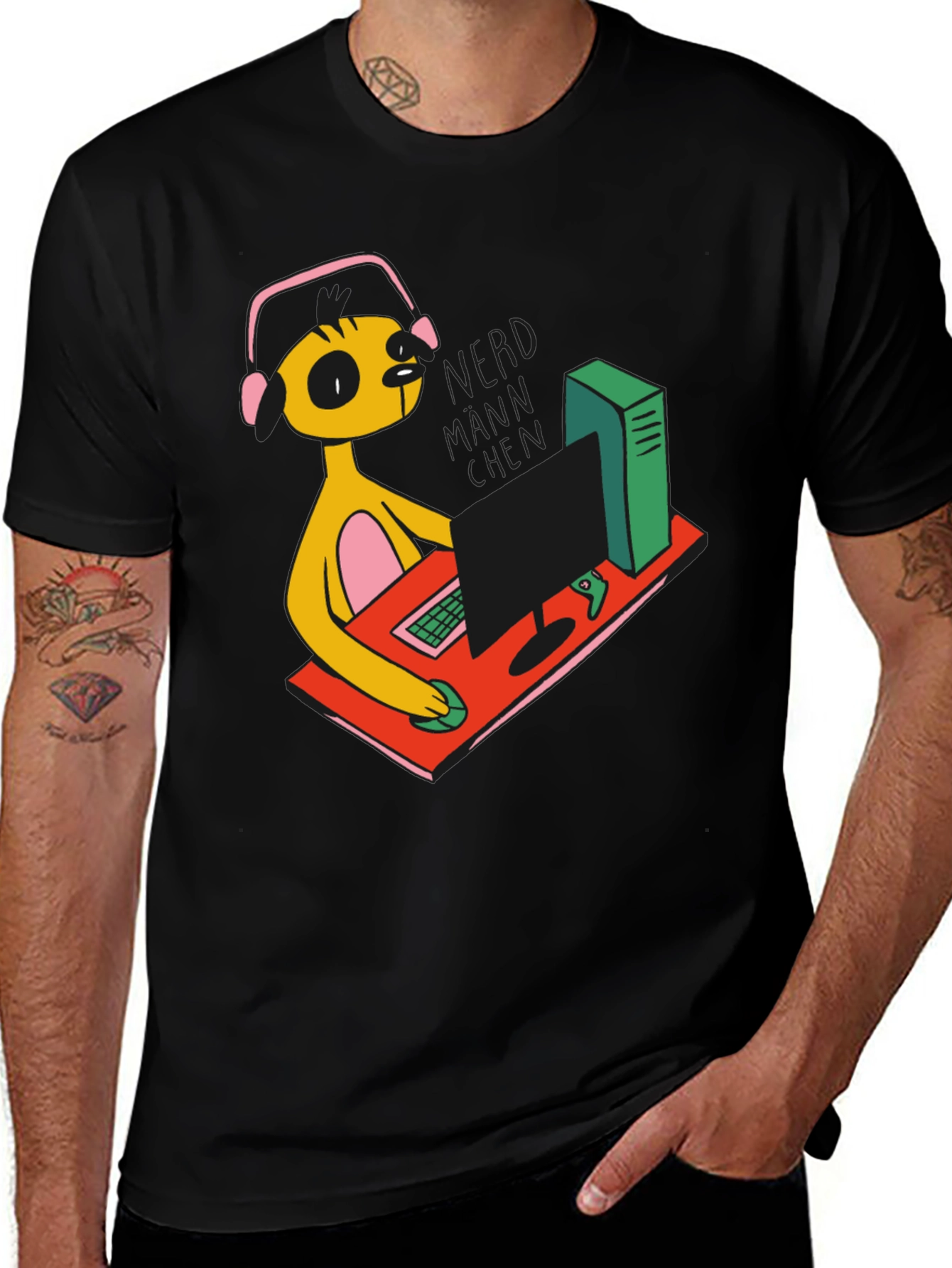 Variant 27 of Gamer Character Graphic Print Black T-Shirt
