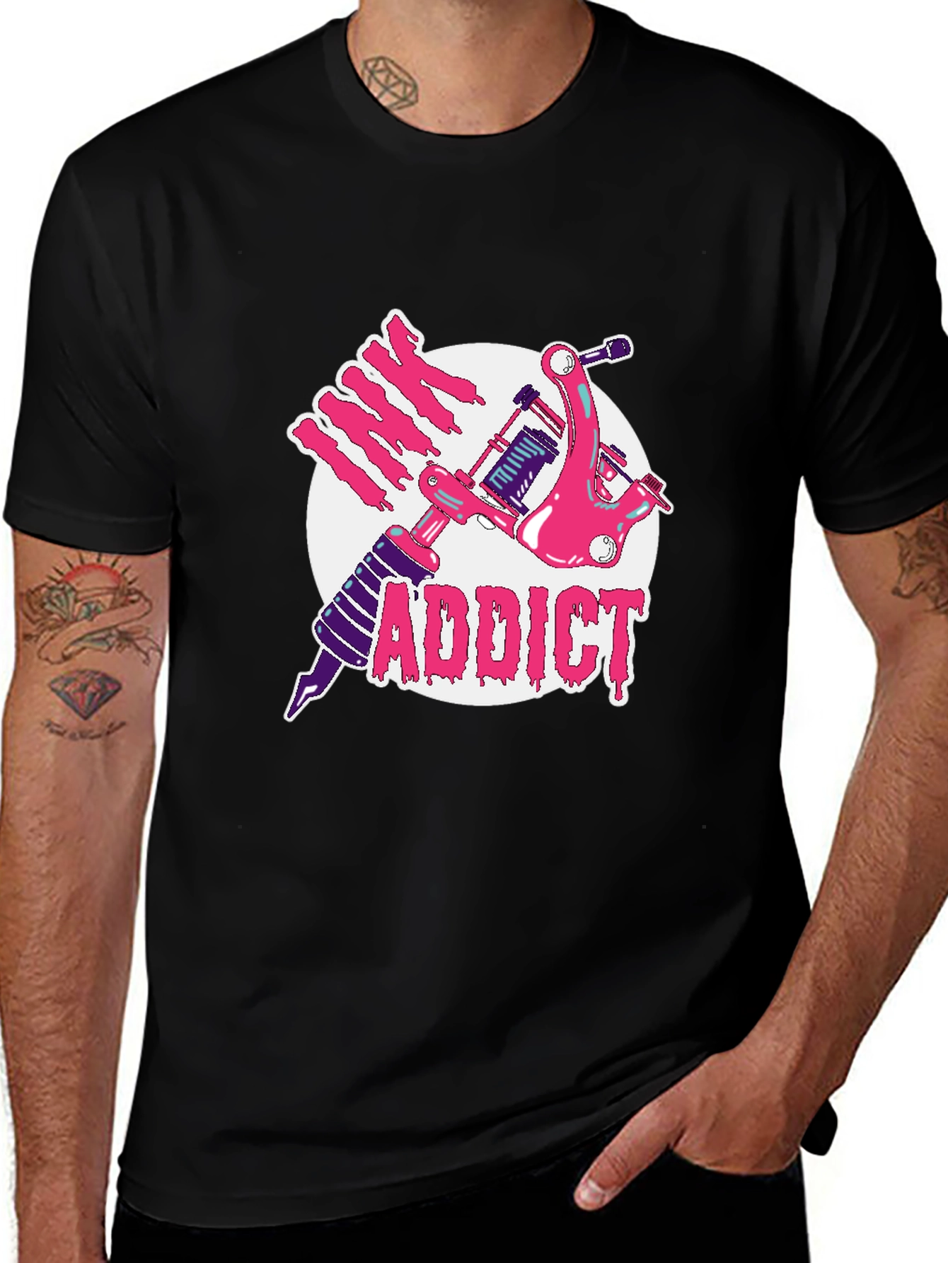 Ink Addict Tattoo Graphic Black T-Shirt