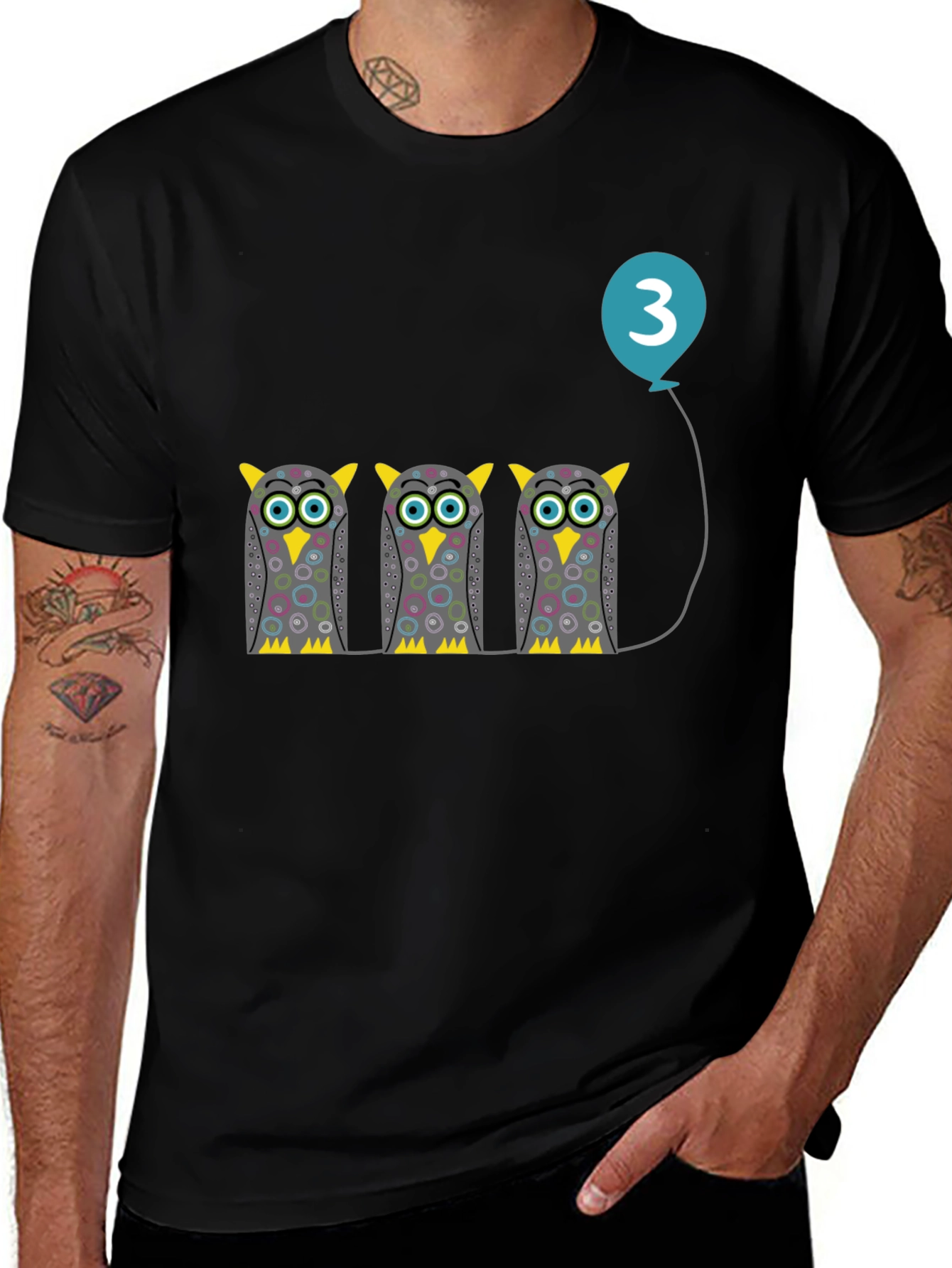 Variant 13 of Whimsical Owl Trio Tee