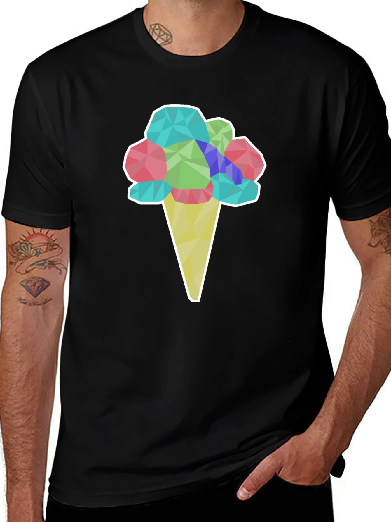 Variant 10 of Geometric Ice Cream Cone Graphic T-Shirt