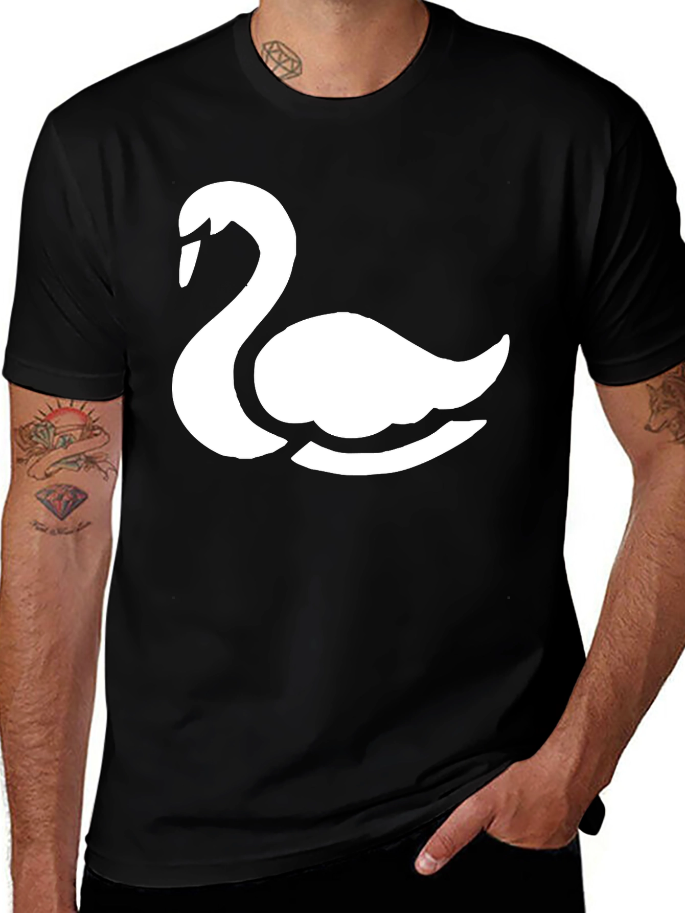 Variant 23 of Swan Graphic Black T-Shirt - Stylish & Comfortable