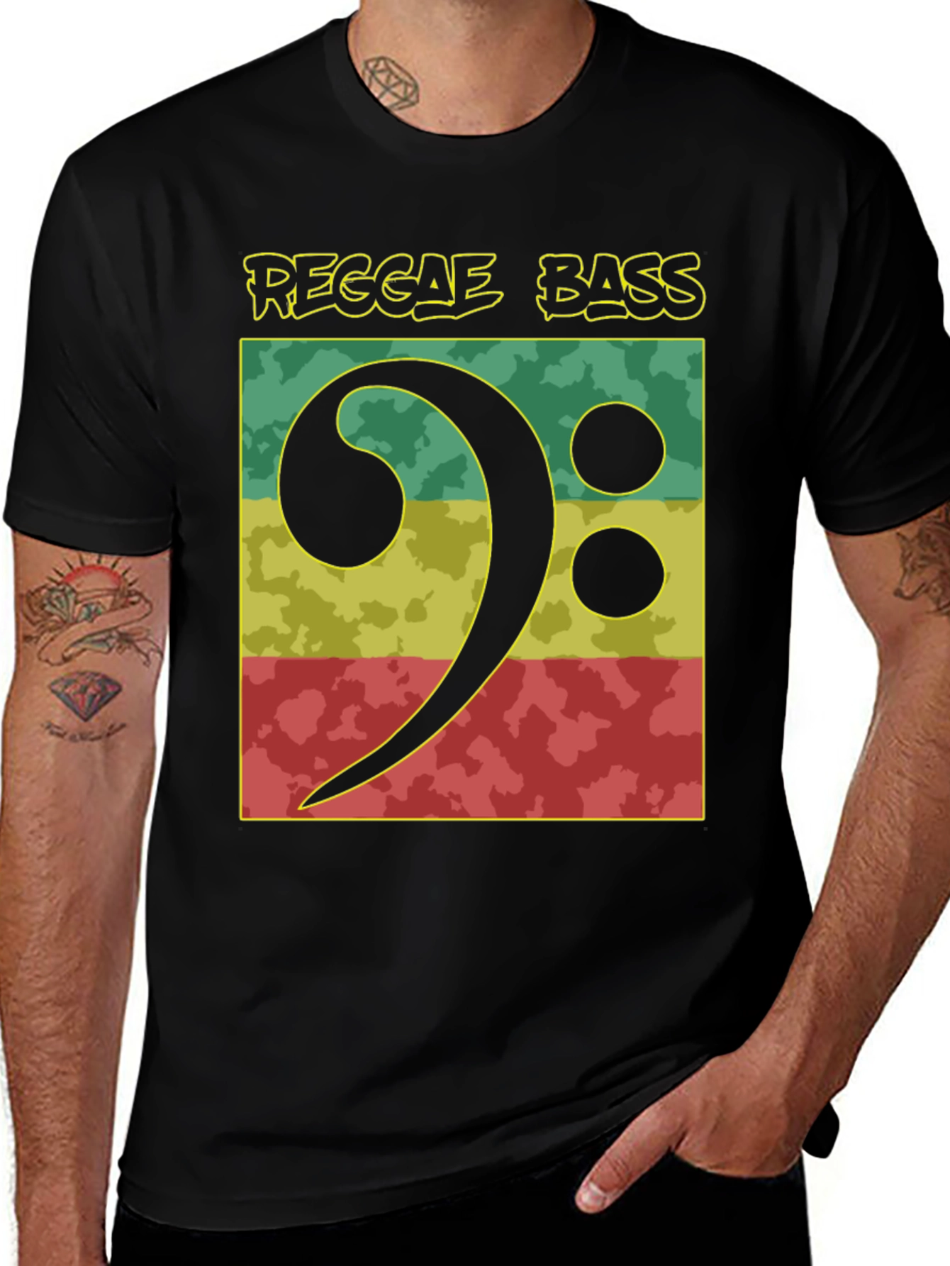 Reggae Bass Clef Graphic T-Shirt