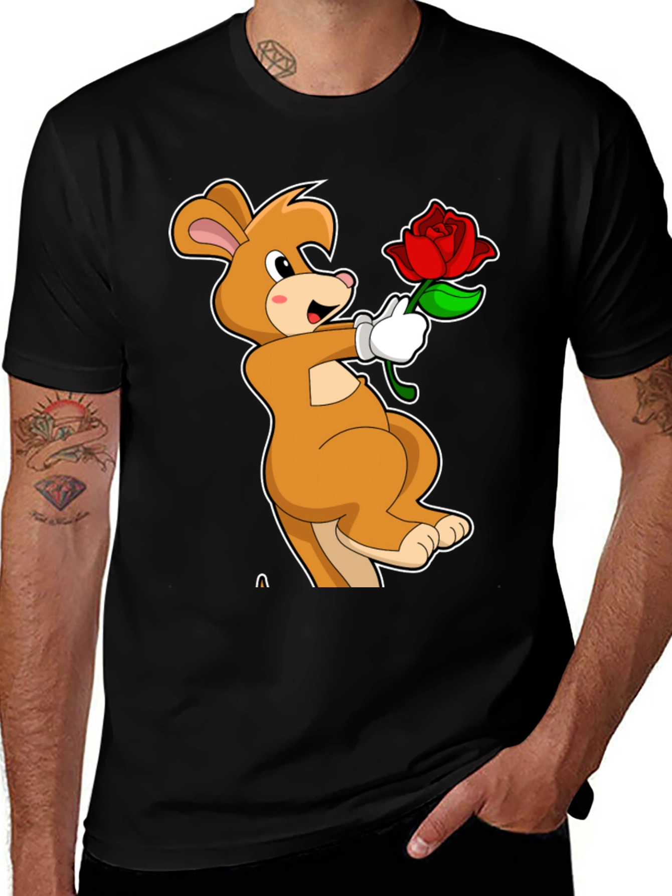 Variant 9 of Cartoon Kangaroo Rose Graphic T-Shirt
