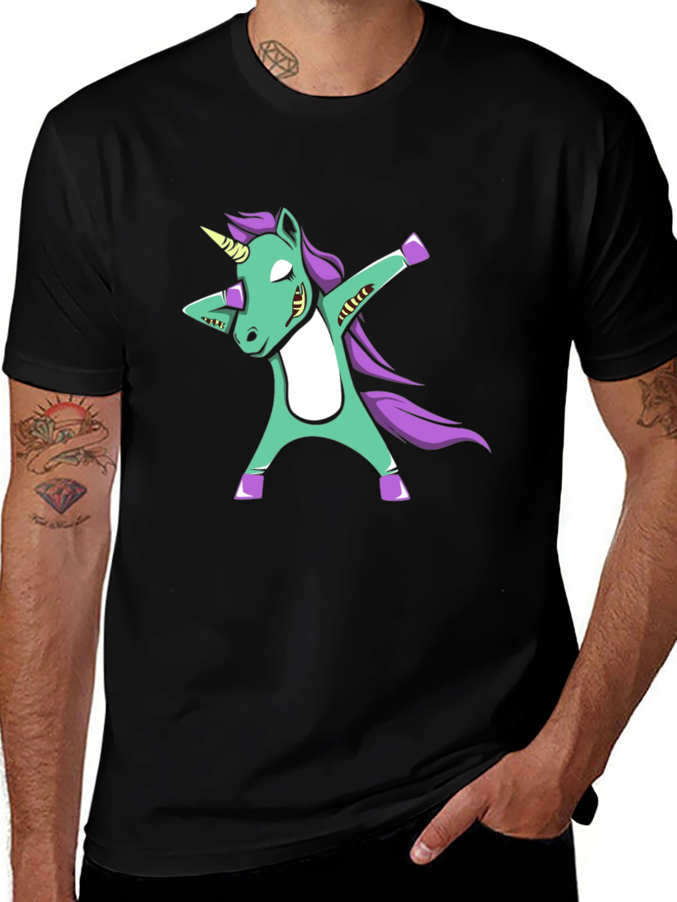Variant 17 of Dabbing Zombie Unicorn T-Shirt - Men's Black Tee
