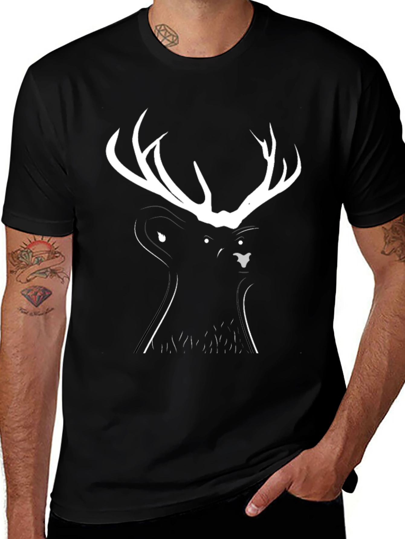Variant 7 of Deer Silhouette Graphic Tee - Black