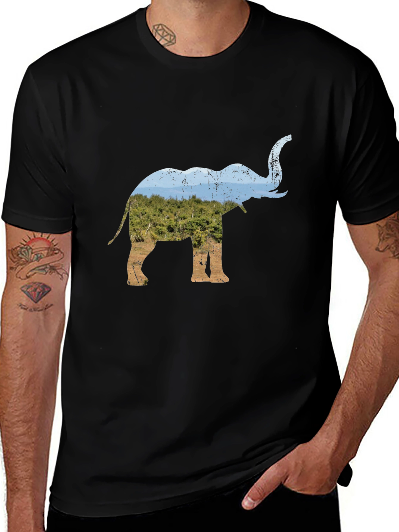 Variant 18 of Elephant Nature Graphic Tee - Black