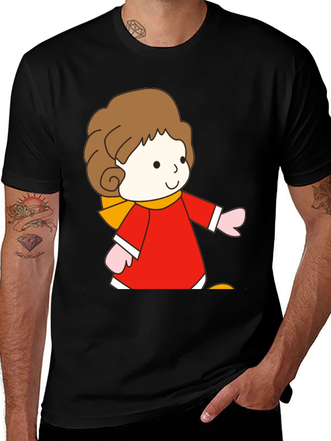 Variant 18 of Cartoon Girl Graphic Tee - Black Unisex T-Shirt