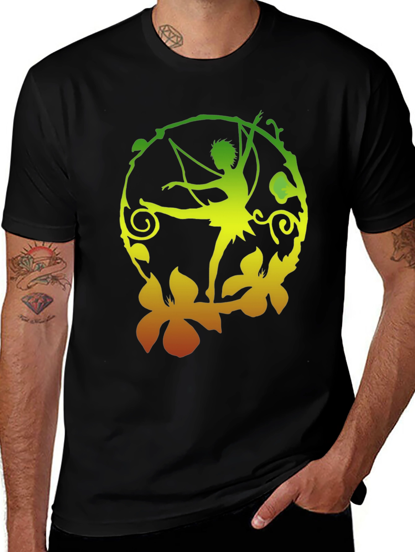 Variant 2 of Fantasy Fairy Graphic Black T-Shirt