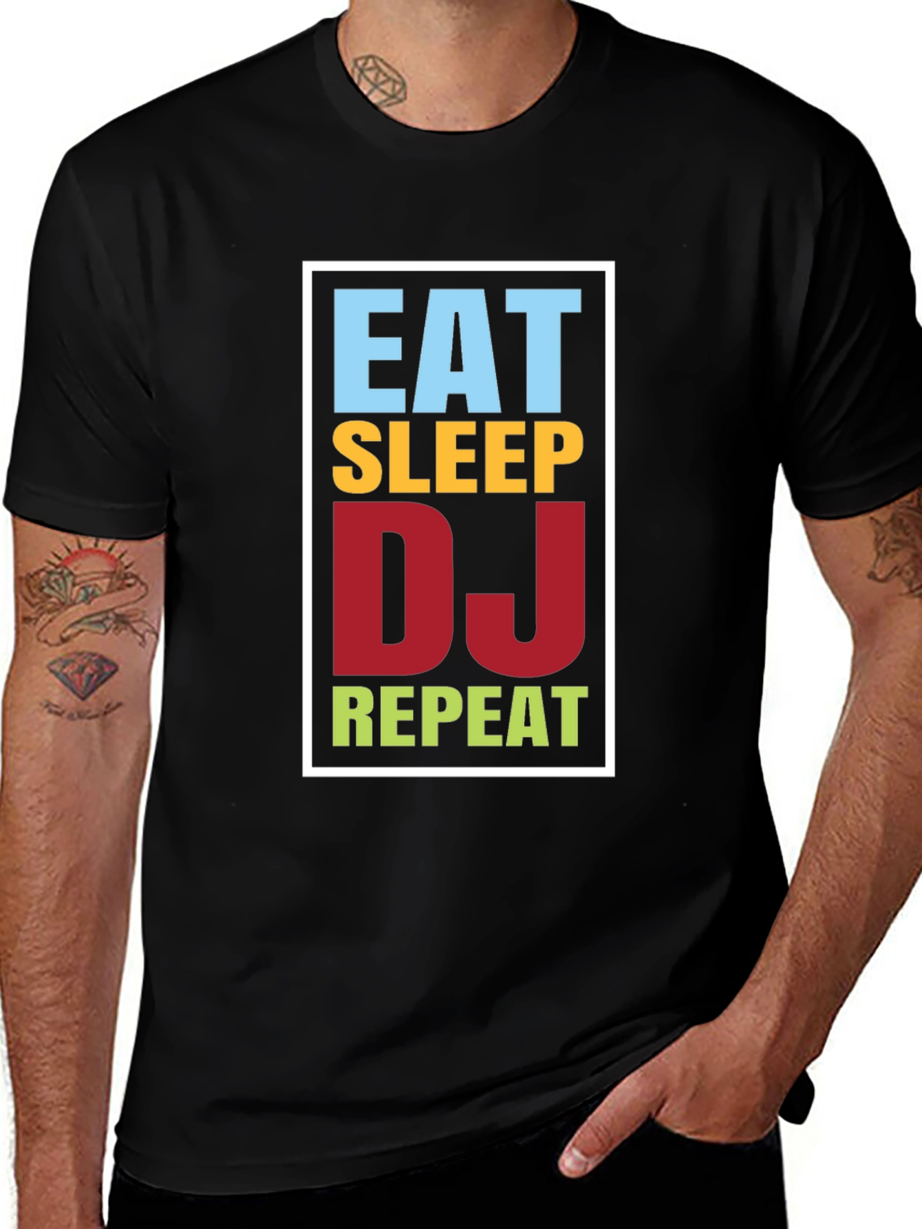 Variant 5 of Eat Sleep DJ Repeat Black Graphic Tee