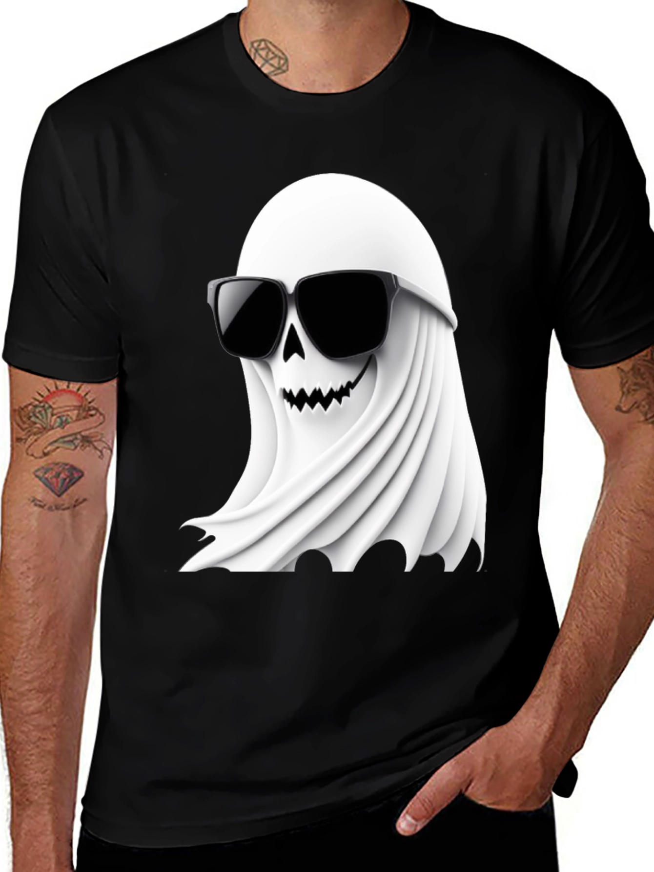 Variant 29 of Cool Ghost Graphic T-Shirt - Halloween Spooky Fun