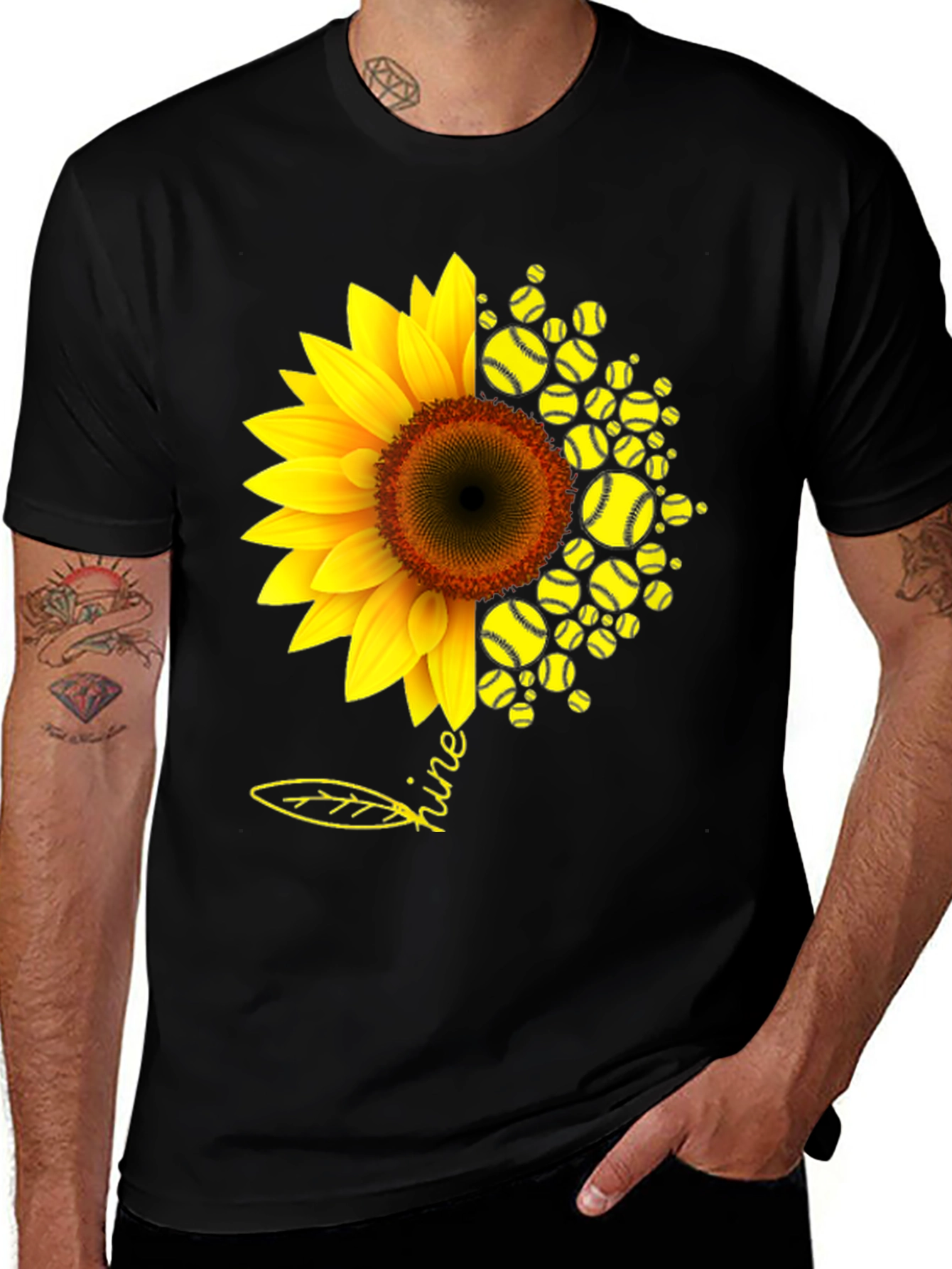 Variant 8 of Sunflower Softball T-Shirt - Shine Bright!