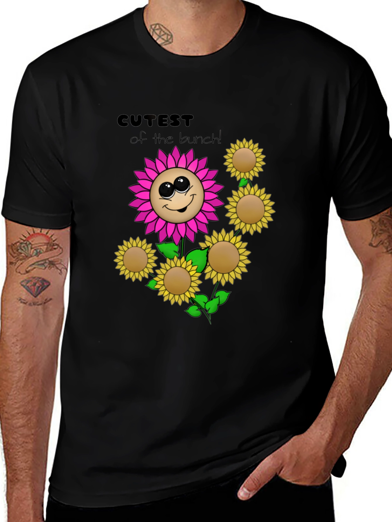 Variant 5 of Cute Flower Graphic Black T-Shirt