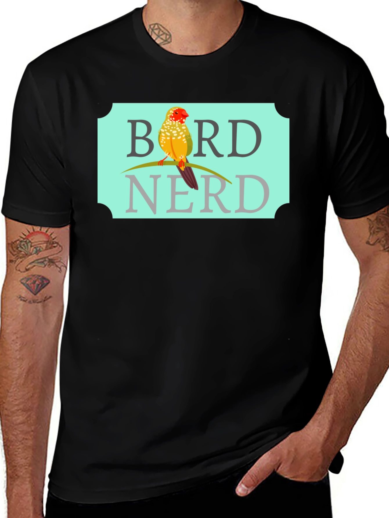 Variant 19 of Bird Nerd T-Shirt - Black Cotton Tee with Unique Graphic
