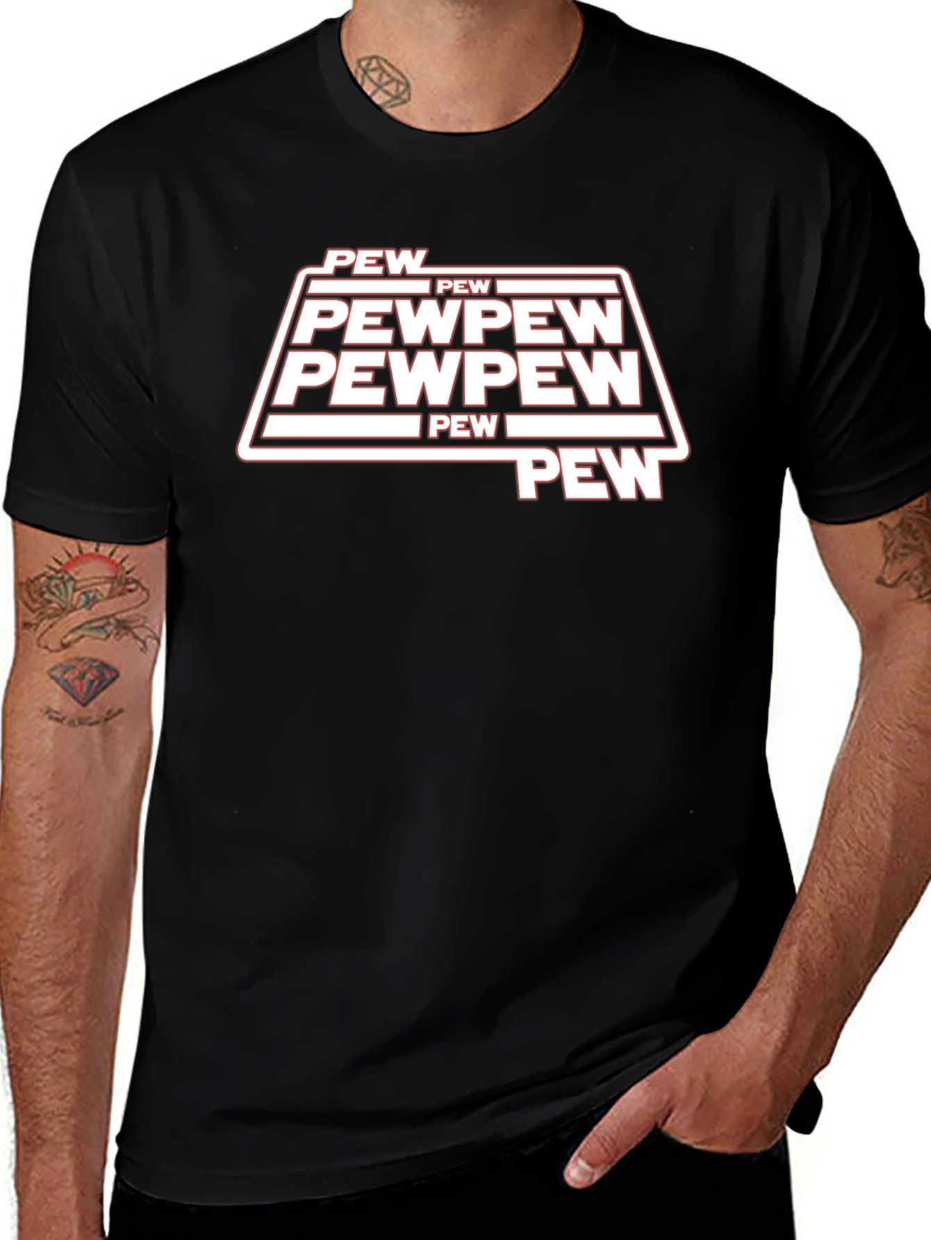 Variant 14 of Pew Pew Graphic T-Shirt - Trendy Black Tee
