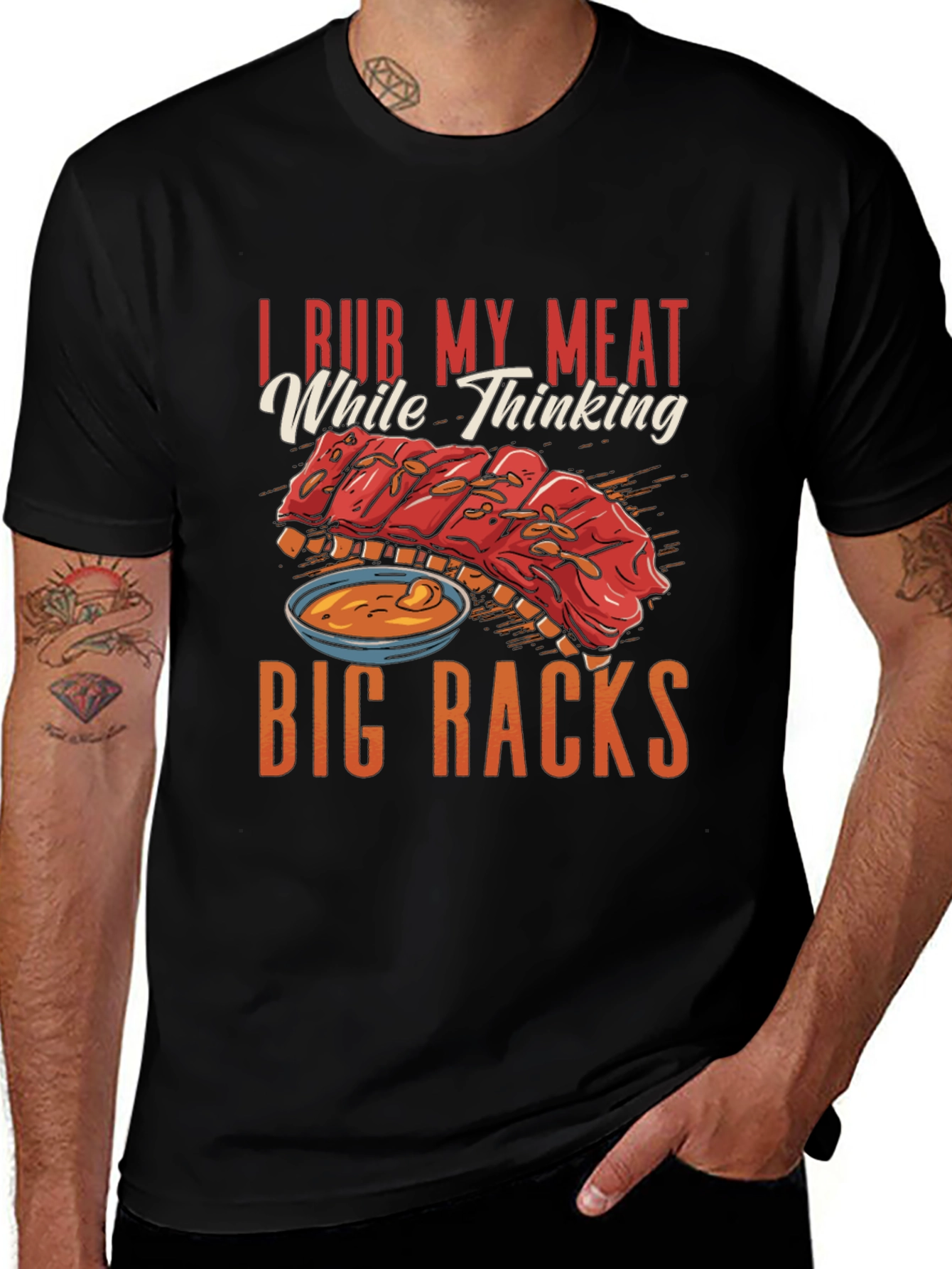 I Rub My Meat BBQ T-Shirt - Funny Ribs Lover Tee