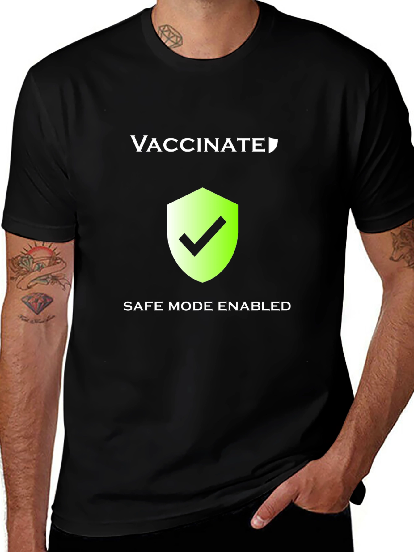 Variant 19 of Vaccinate Safe Mode Enabled Graphic Tee