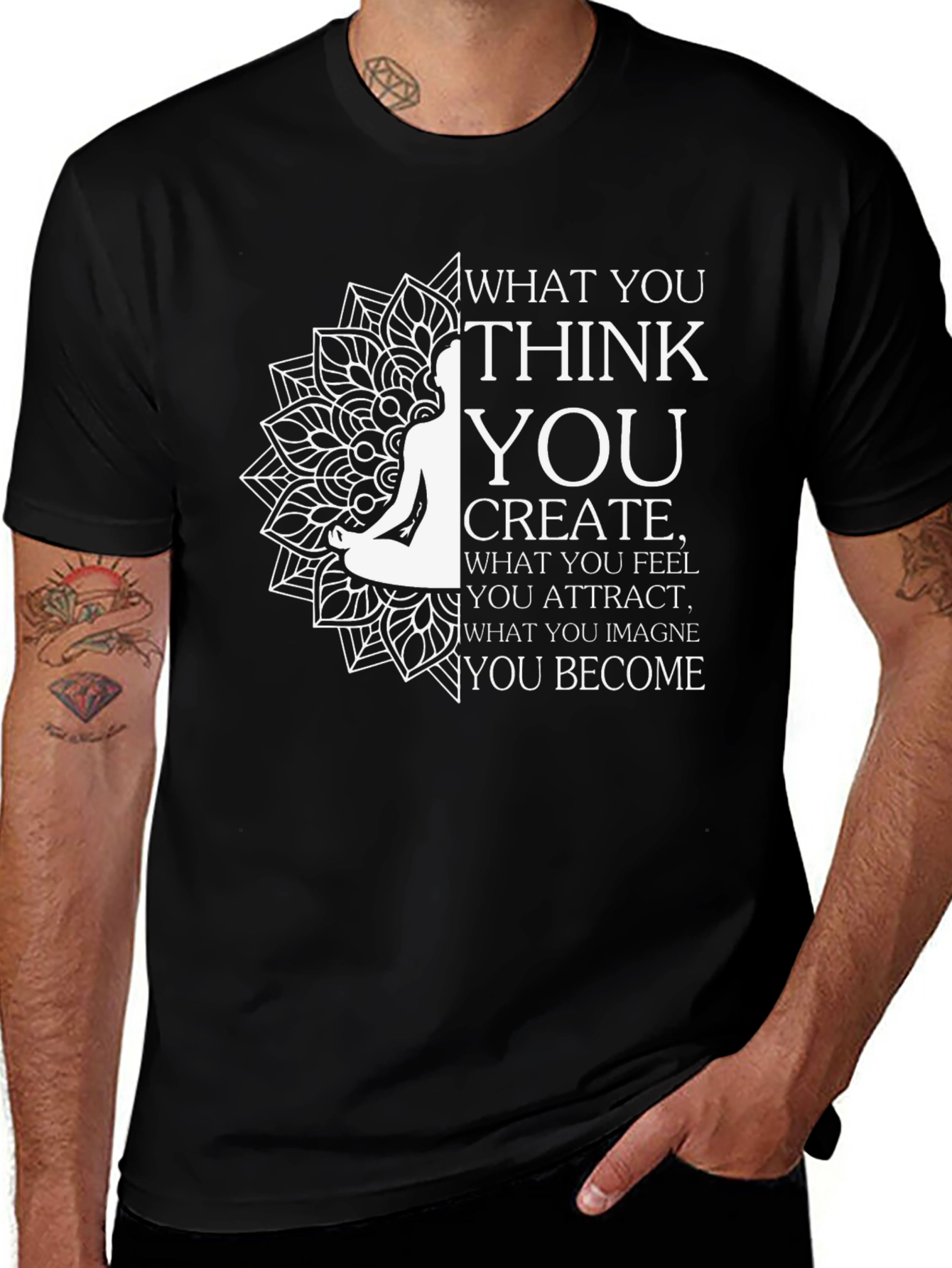 Black Inspirational T-Shirt: Think, Create, Become main image