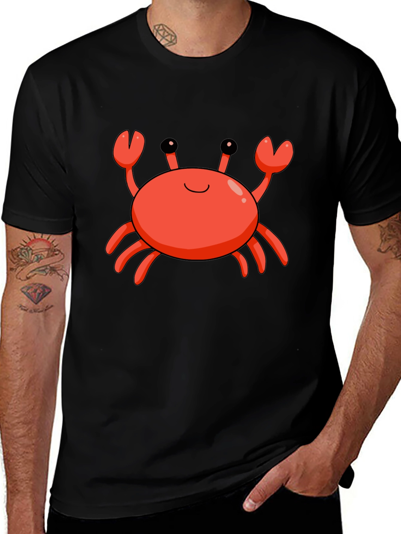 Variant 2 of Cute Crab Graphic Black T-Shirt