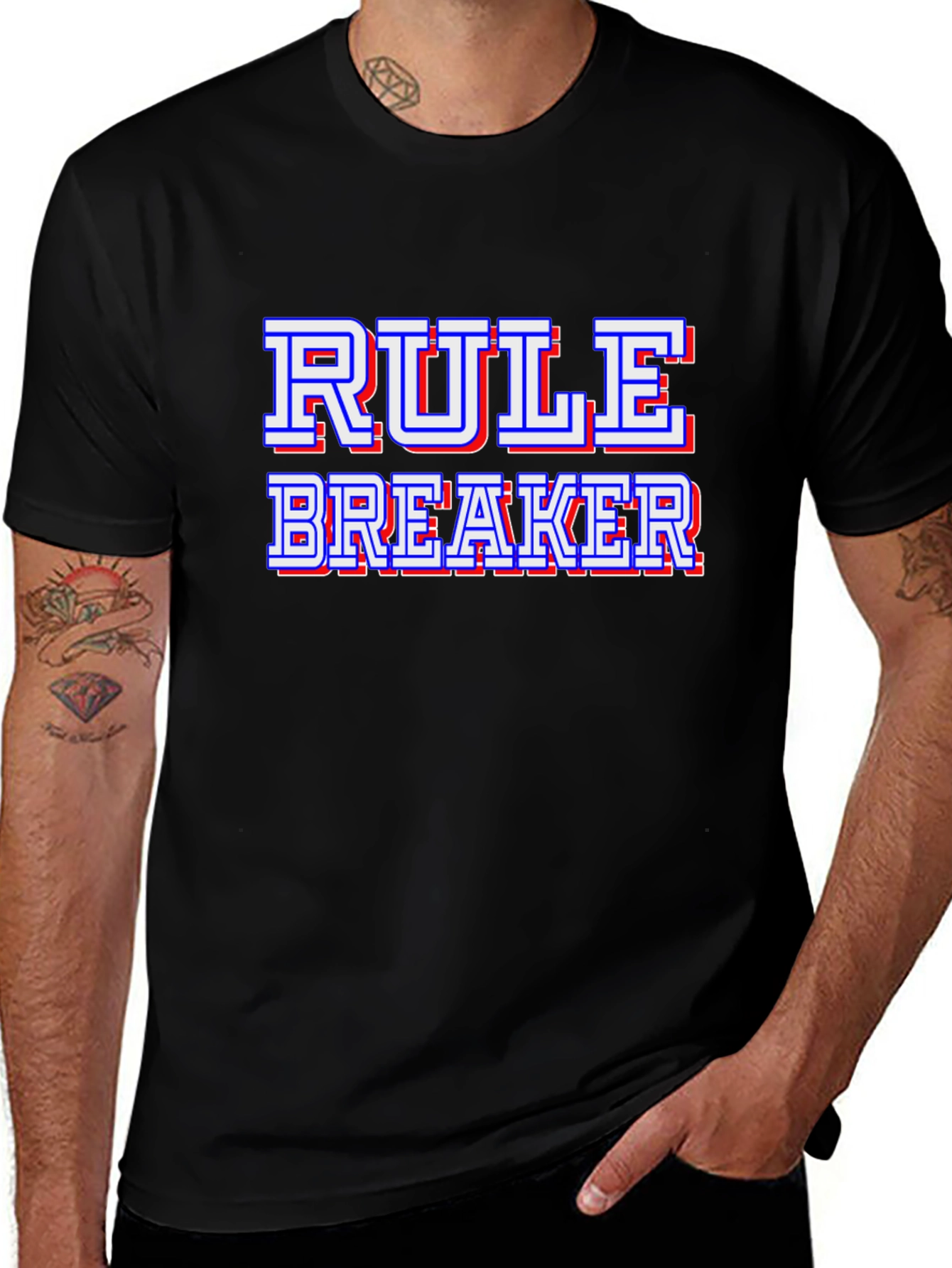 Variant 12 of Rule Breaker Black Graphic Tee