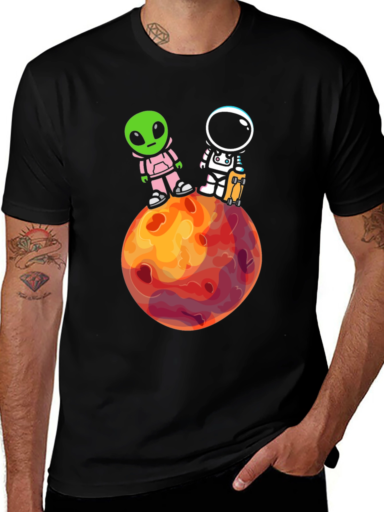 Variant 4 of Alien & Astronaut Graphic Tee - Space Adventure