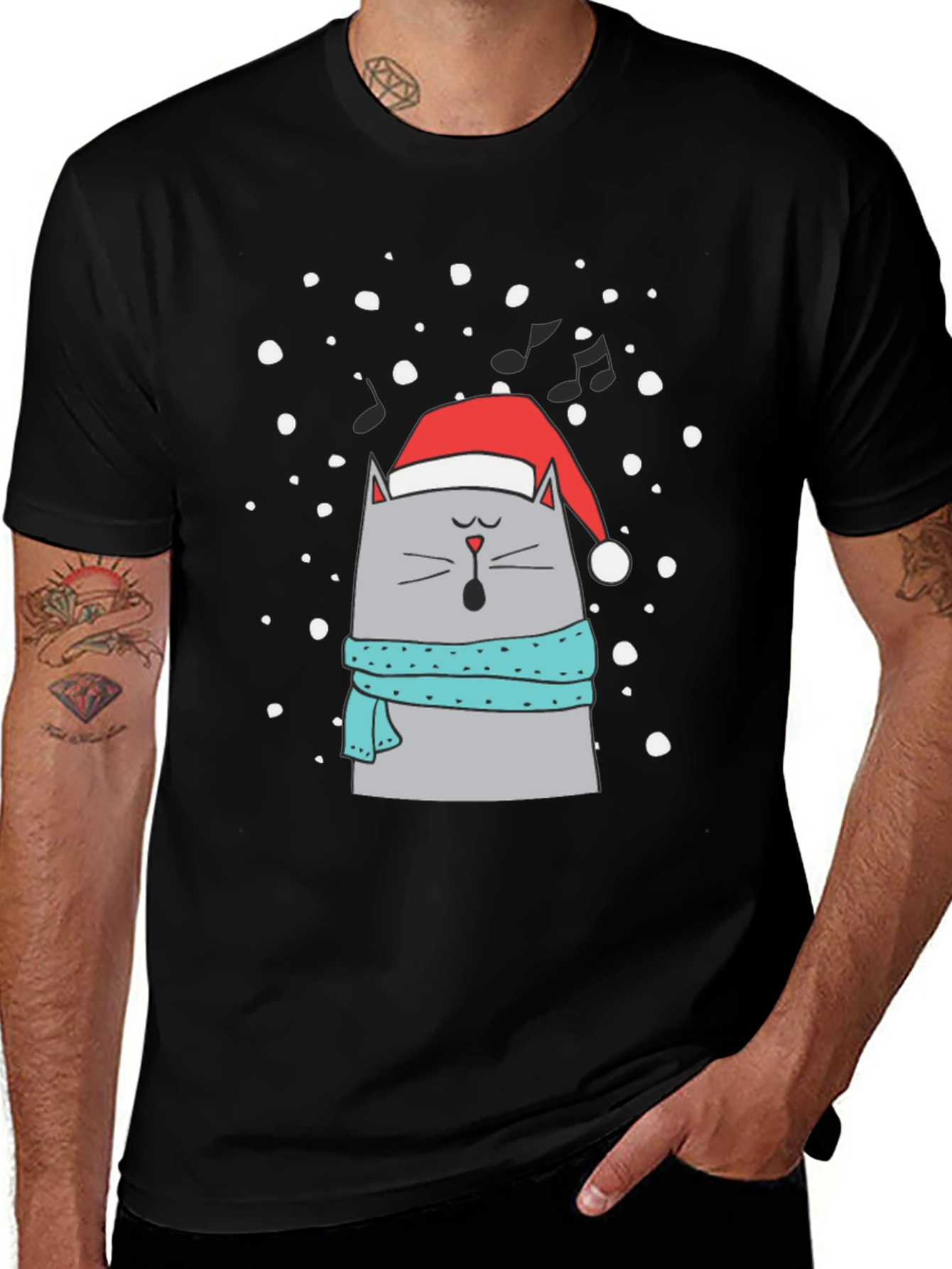Festive Cat Christmas T-Shirt - Holiday Apparel