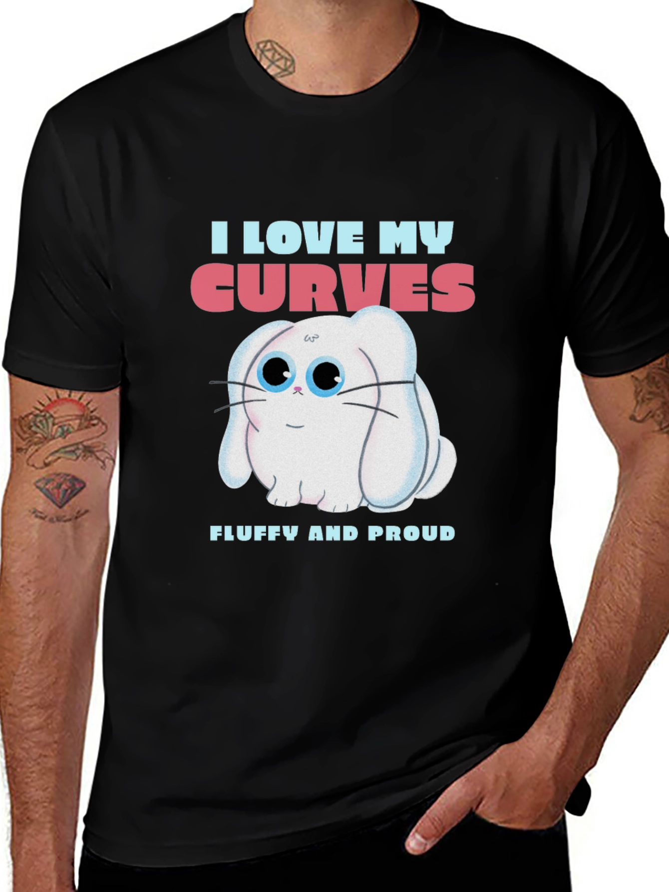 Variant 27 of I Love My Curves T-Shirt - Fluffy Bunny Design