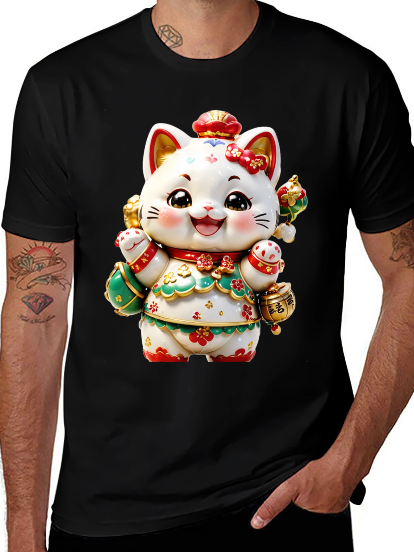 Variant 25 of Lucky Cat Graphic Tee - Chinese New Year Style